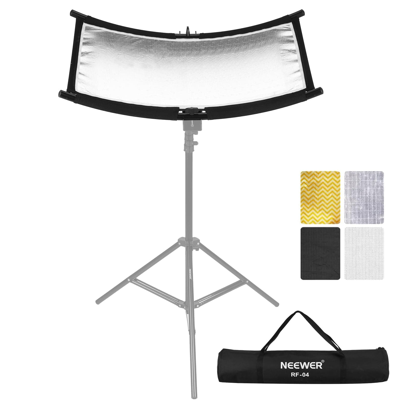U Type Light Diffuser Reflector for Studio and Photography Situation with Carrying Case, Arclight Curved Reflector 30"x18"/75x40cm in Black/White/Gold/Silver (Light Stand Not Included), RF-04