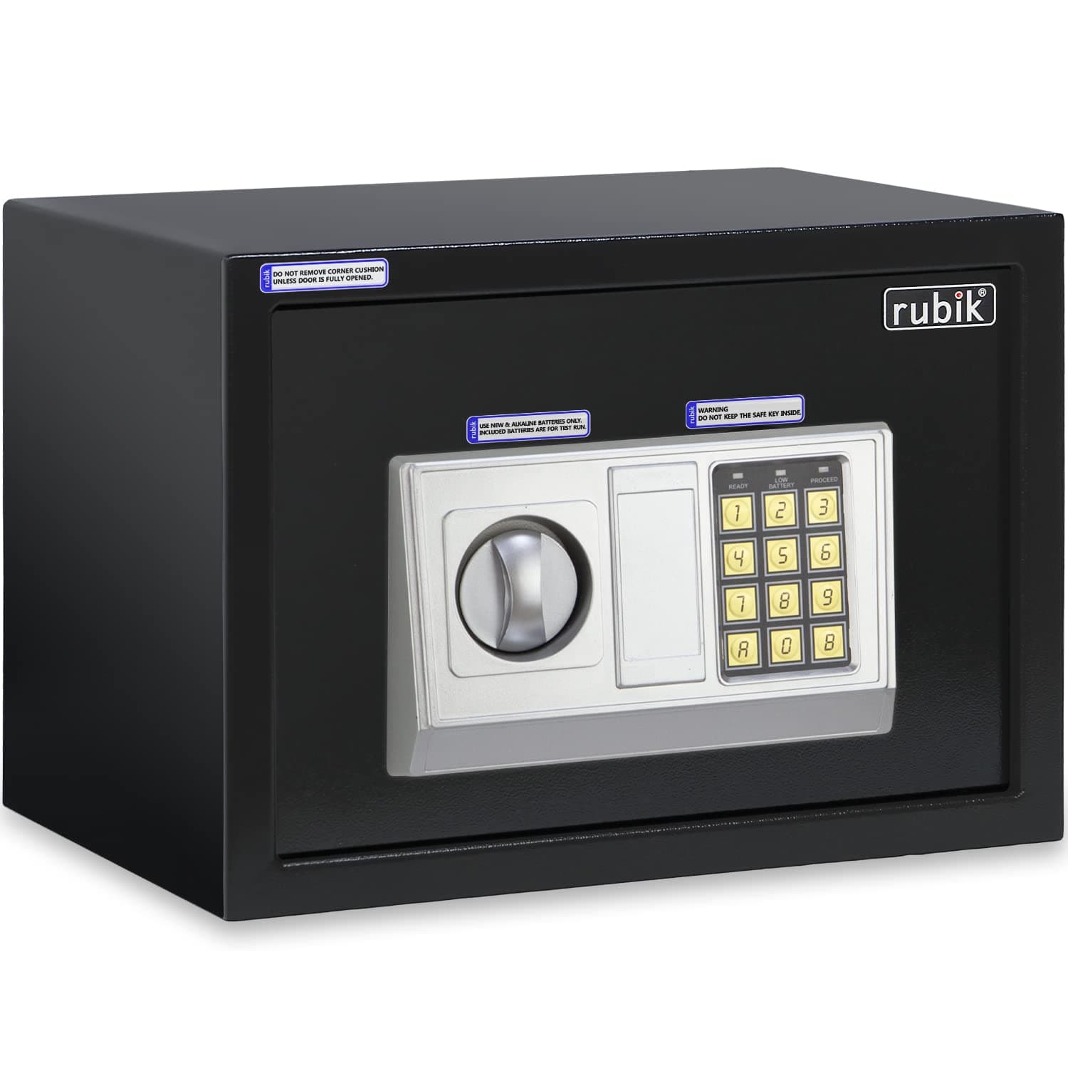 Digital Safe Box with Key and Password, A4 Document Size Safety Deposit Box For Home Office Shop RB25EA (25x35x25cm) Black