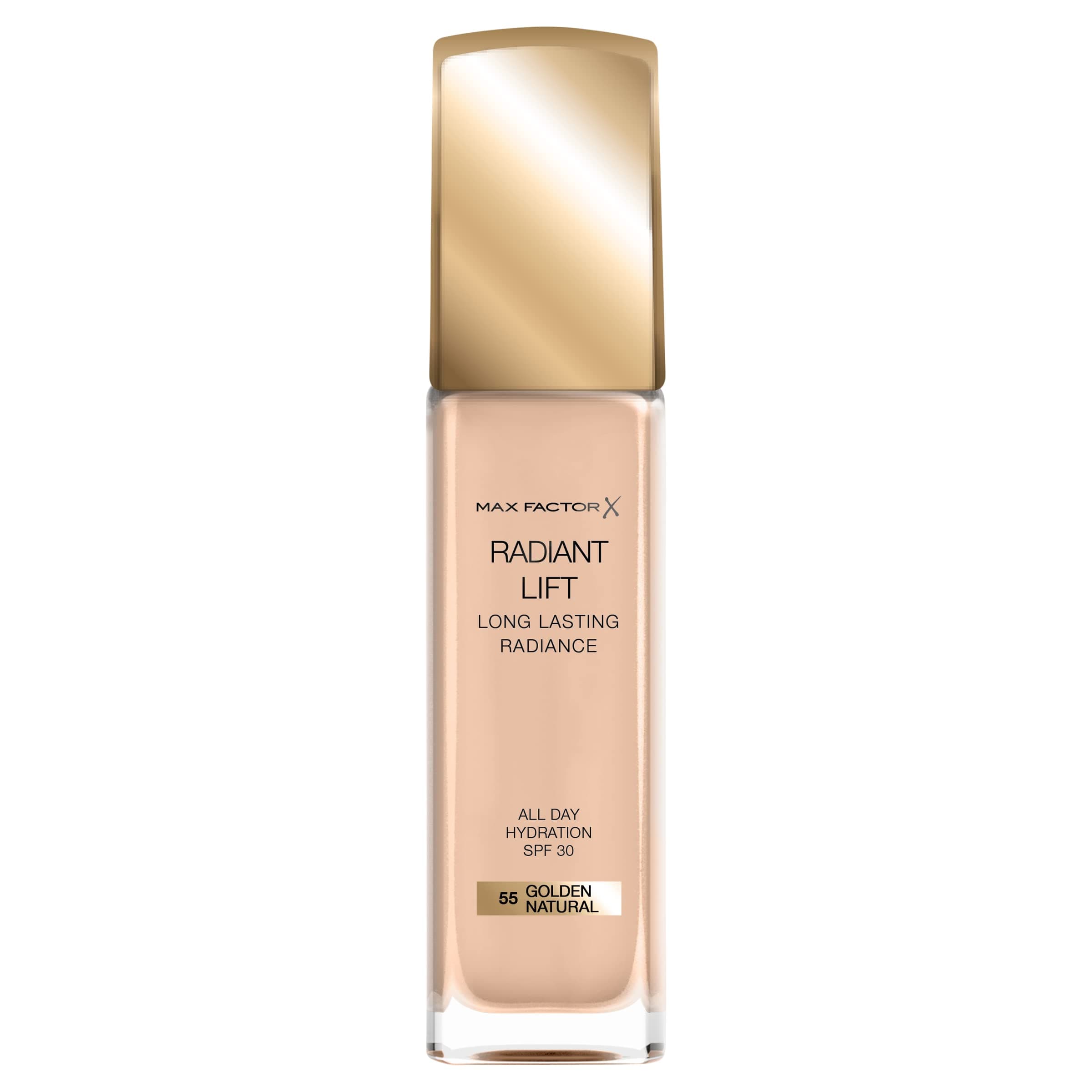 Max Factor Radiant Lift Liquid Pump Medium to Full Coverage Radiant Finish Foundation with SPF30 and Hyaluronic Acid, 060 Sand, Medium Skin Tone, 30ml