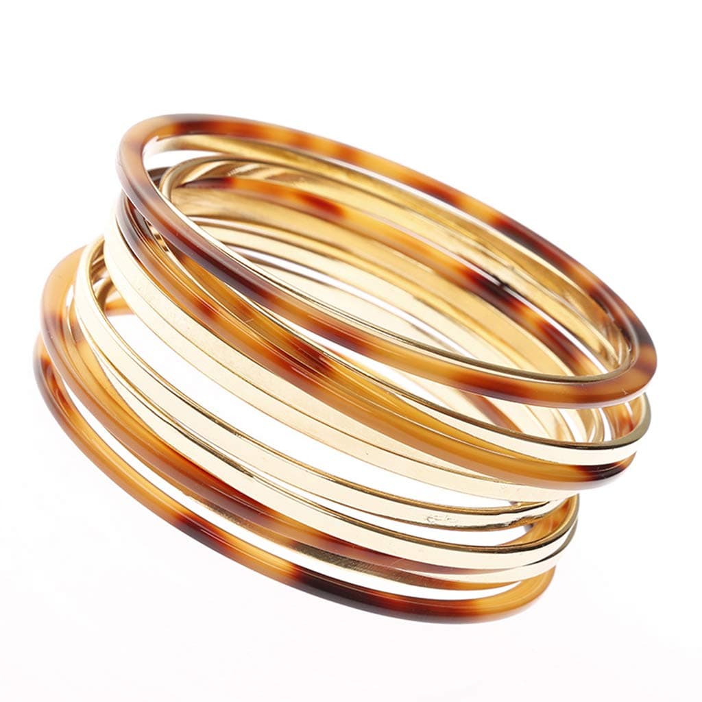 Dfsdmlp 12 Pcs/Set Multi-layer Decoration Round Bangle Acetate Resin Acrylic Decoration Gifts