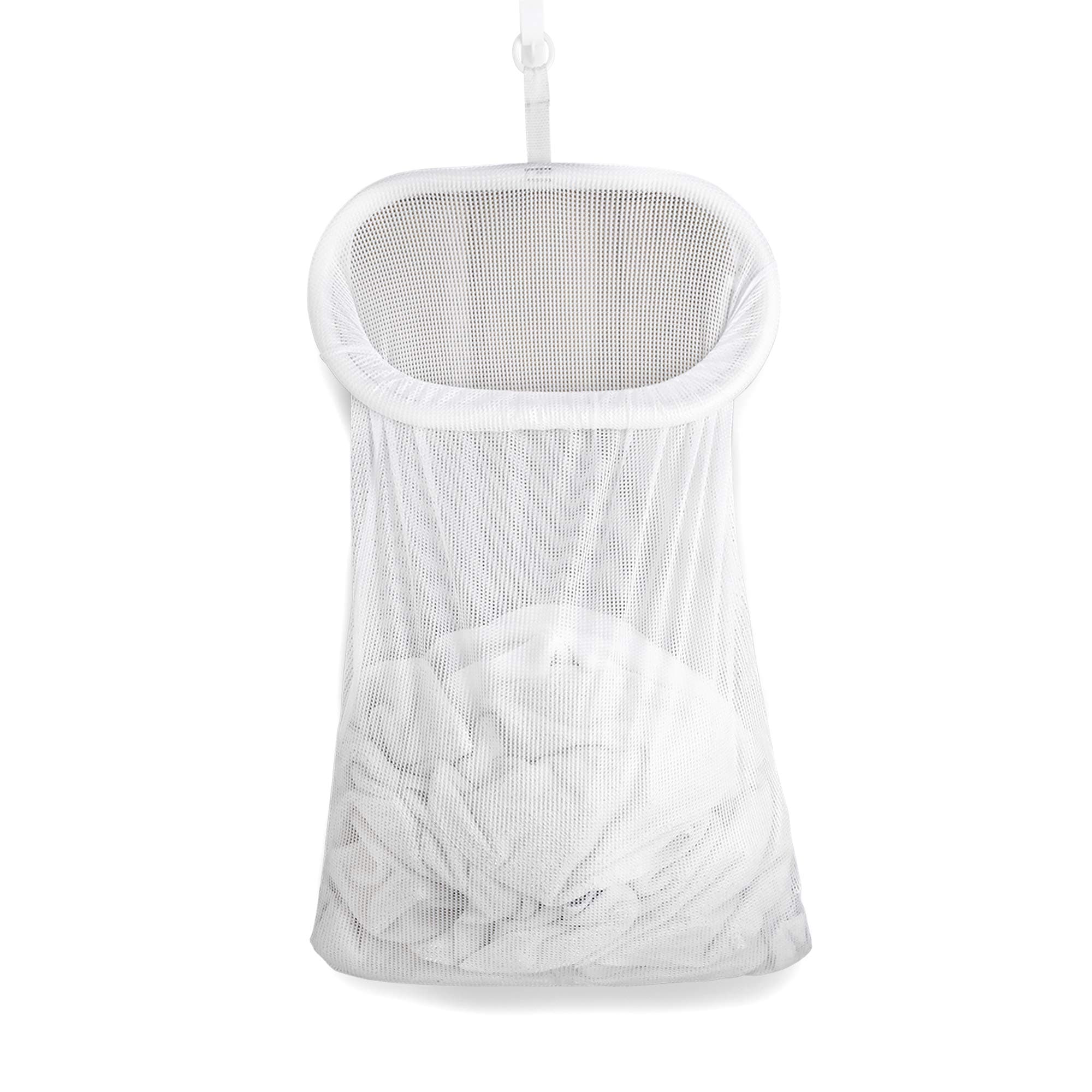 Smart Design Hangable Laundry Hamper w/Hook & Adjustable Strap - Durable Fabric Collapsible Design - for Clothes & Laundry - Home Organization (Holds 3 Loads) (20 x 36 Inch) [White]