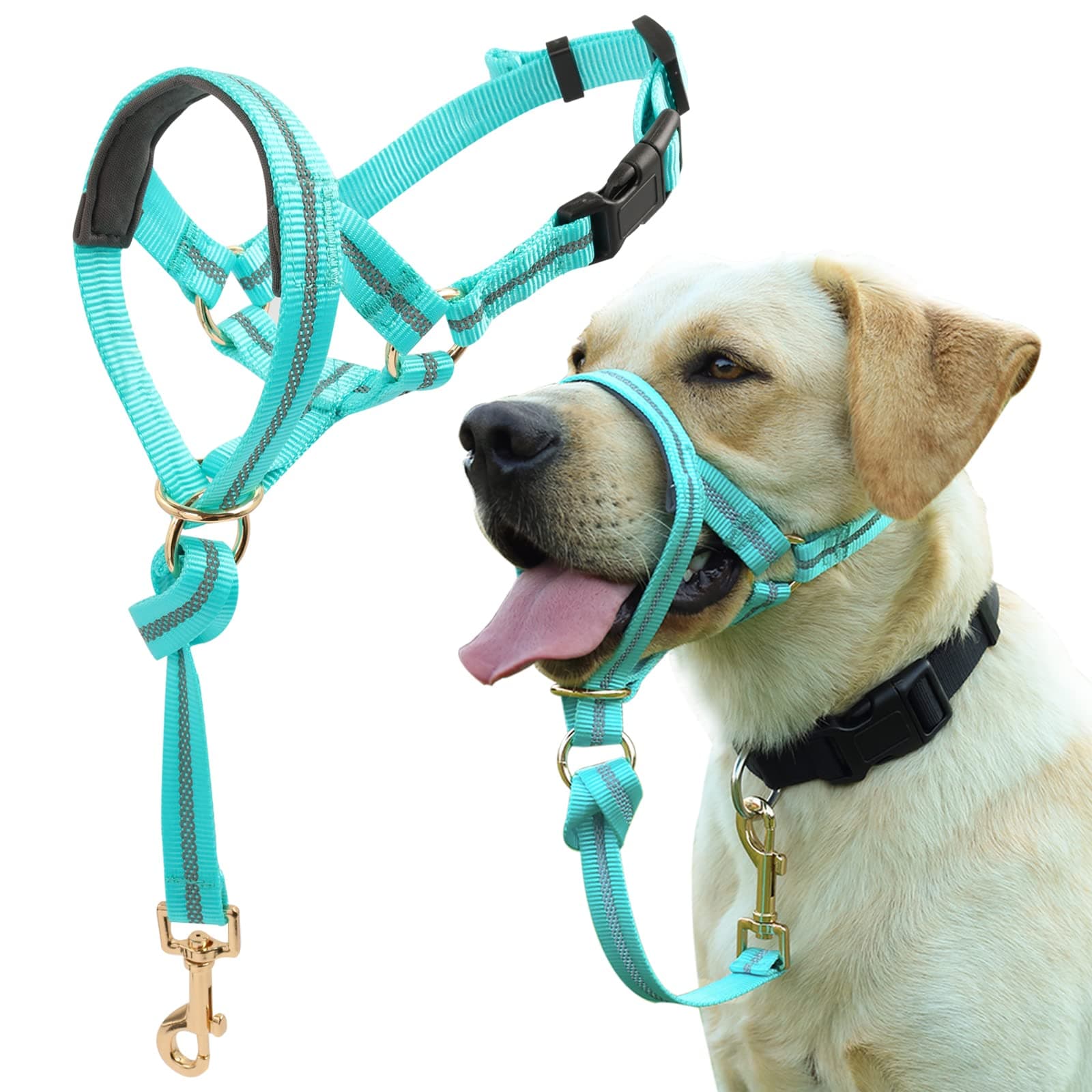 BARKLESS Dog Head Collar, No Pull Dog Halter with Soft Padding, Reflective Training Tool for Medium Large Dogs, Labrador, Stops Heavy Pulling and Easy Control on Walks