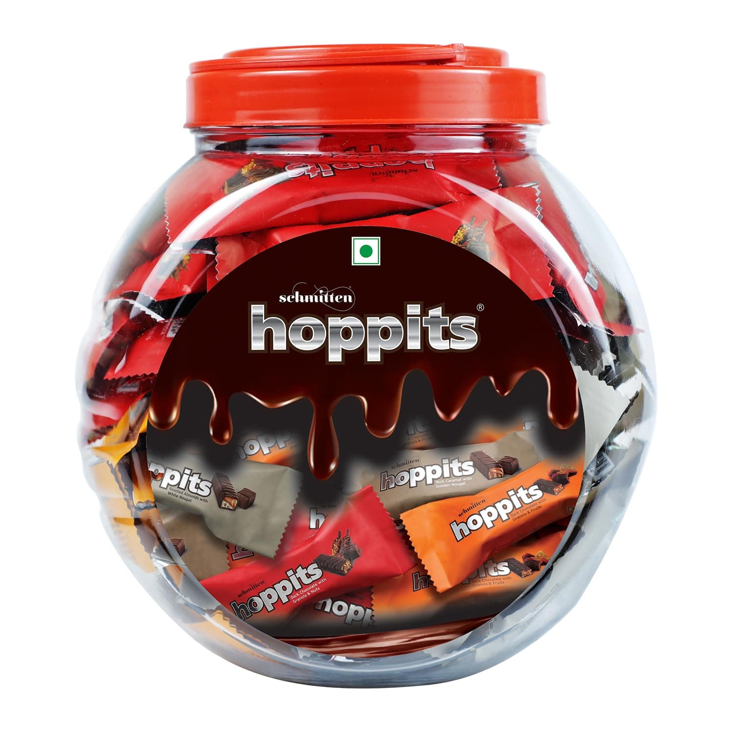 - Schmitten Hoppits Assorted Chocolates Jar 480g | 48 Mini Bite-Size Bars | Milk & Dark Chocolate Mix Bars | Gift Pack for Festivals & Occasions