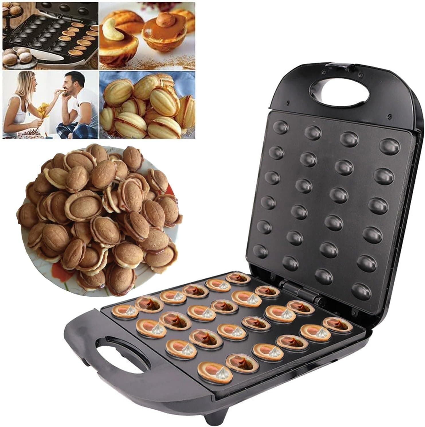 Walnut Cake Maker, Automatic Mini Nut Waffle Bread Machine Sandwich Iron,Toaster Baking Breakfast Pan Oven, Snacks, Home Bakery Dessert Shop Mall Dessert Shop