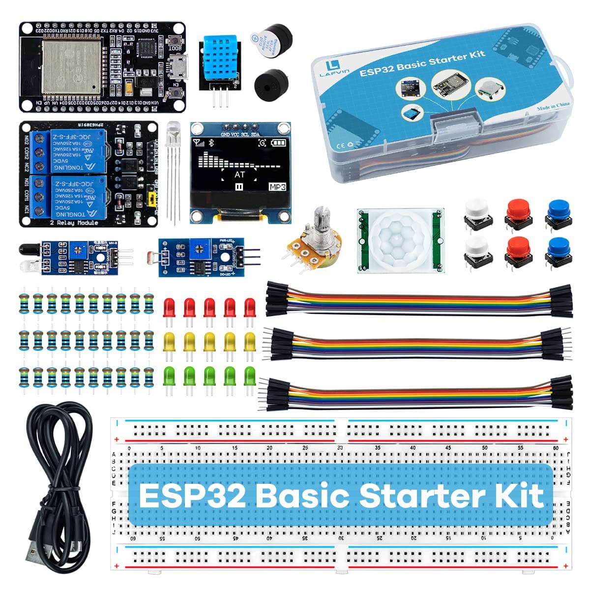 LAFVIN Basic Starter Kit for ESP32 ESP-32S WiFi I OT Development Board with Tutorial Compatible with Arduino IDE