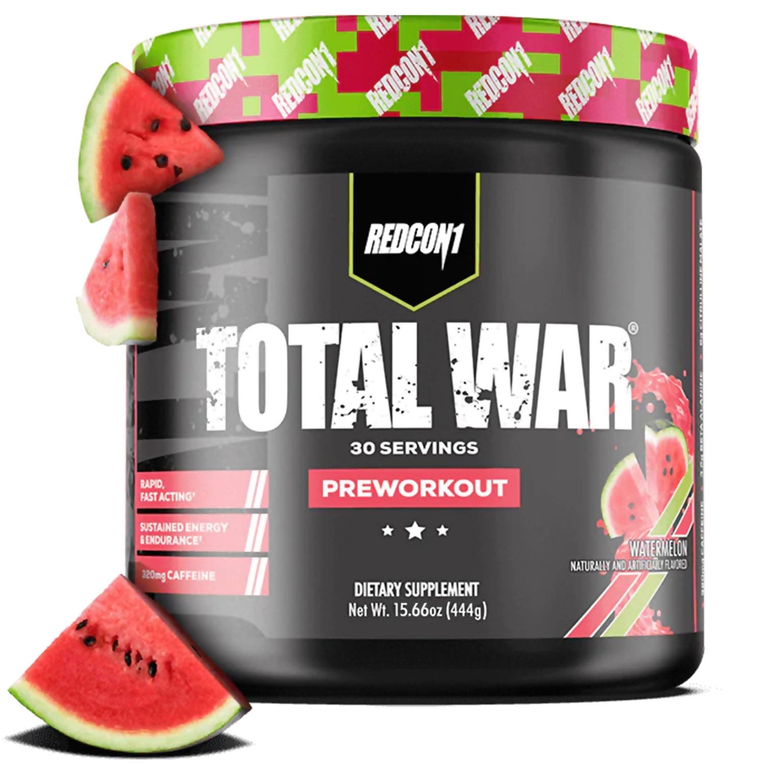 Redcon1 Total War - Pre Workout, 30 Servings, Boost Energy, Increase Endurance and Focus, Beta-Alanine, Caffeine (Watermelon)
