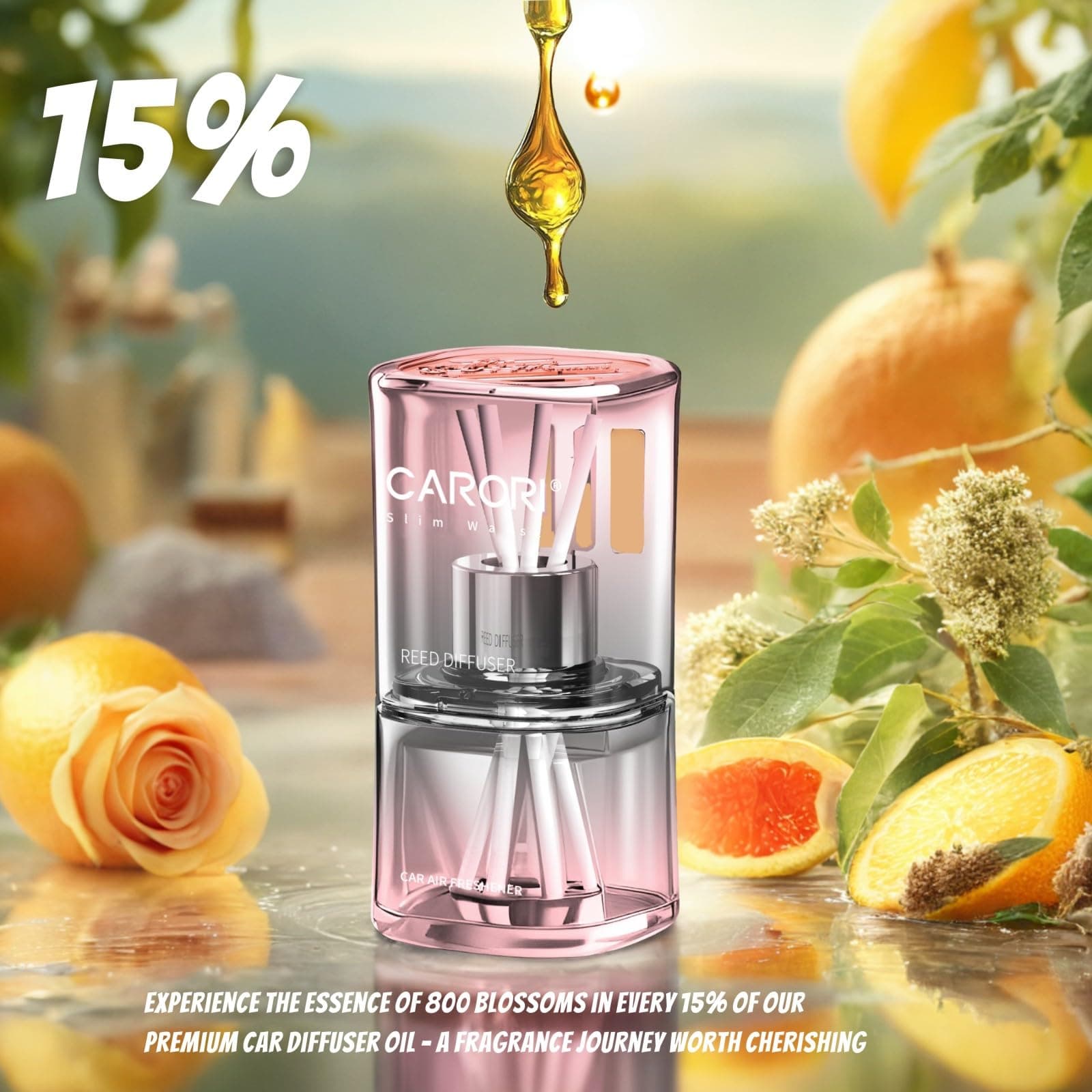 Reed Diffuser Set, Fragrance Diffuser 70ml Scented, Home Fragrance Includes 6 Rattan Scented Sticks, Home & Office Decor-2PCS-Rose