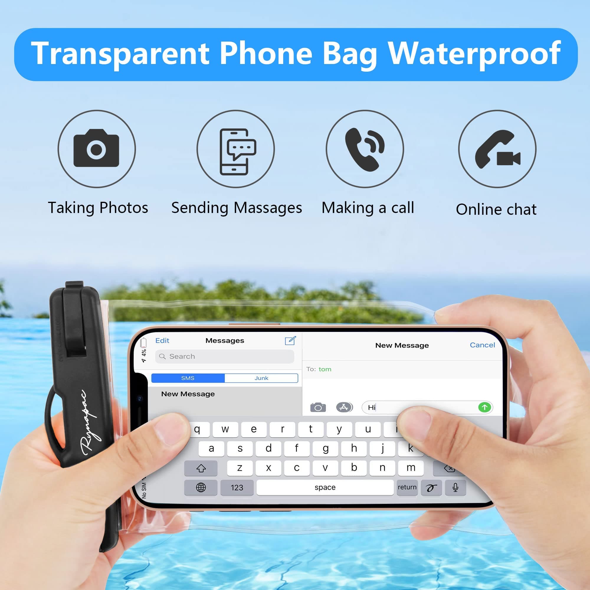 Universal Waterproof Phone Pouch Bag - 2Pack, Waterproof Case Compatible with iPhone 14 Pro Max/13/12/11/XR/X/SE/8/7, Galaxy S22/S21 Google Up to 7’’, IPX8 Dry Bag Vacation Essentials (Black)