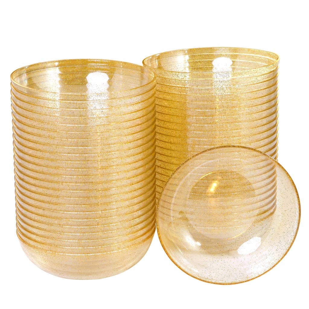 Gold Glitter Plastic Bowls