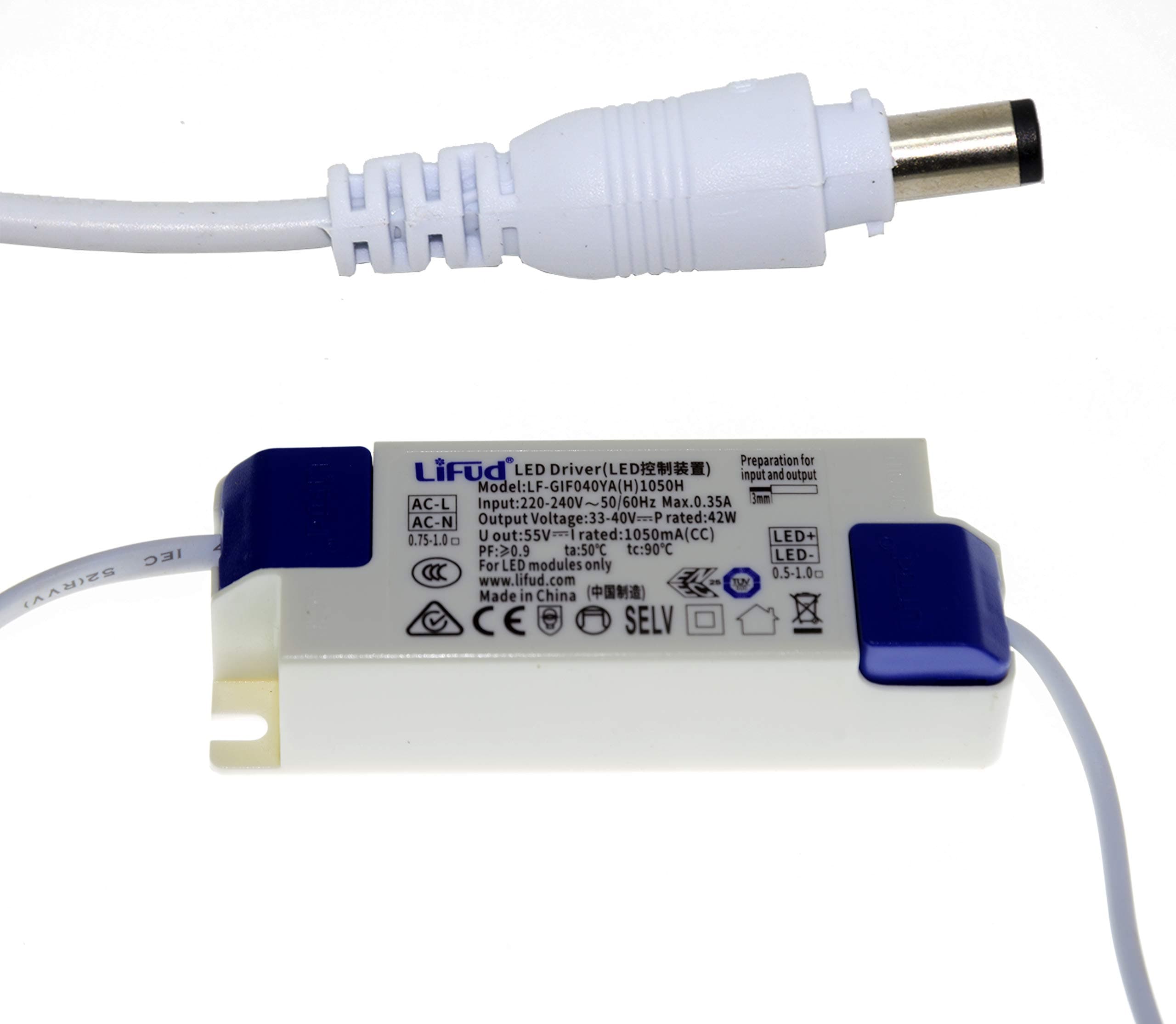 SuperTech LiFud No Flicker 40W LED Light Driver 220-240V/DC 33-40V/950-1050ma ~50/60Hz Male Cap [Energy Class A+++]…