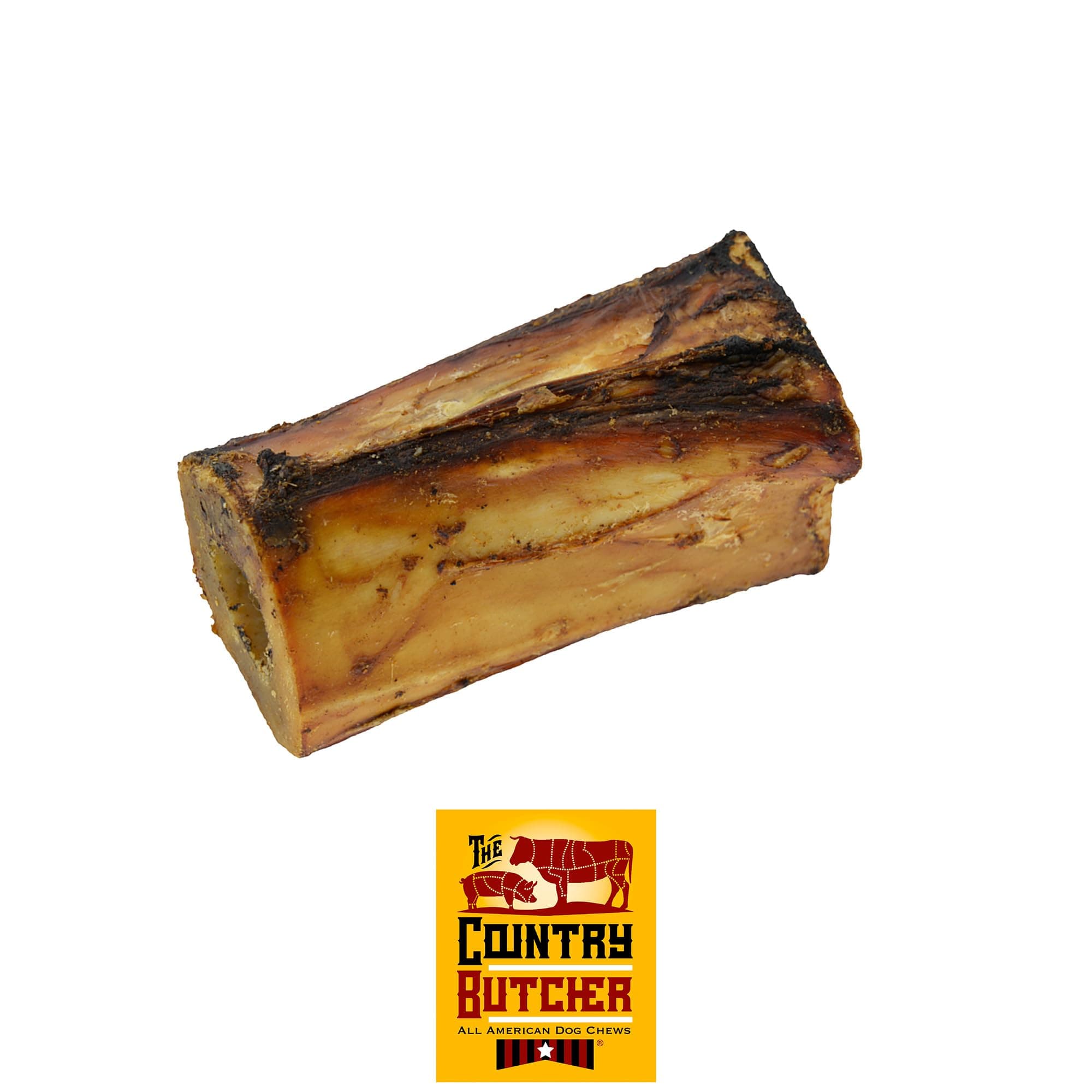 THE COUNTRY BUTCHER 4" Beef Marrow Dog Bones for Aggressive Chewers, Medium Breed Dog Treat, with Collagen, Natural, Tough, Chew Toy, Made in the USA, 6 Count