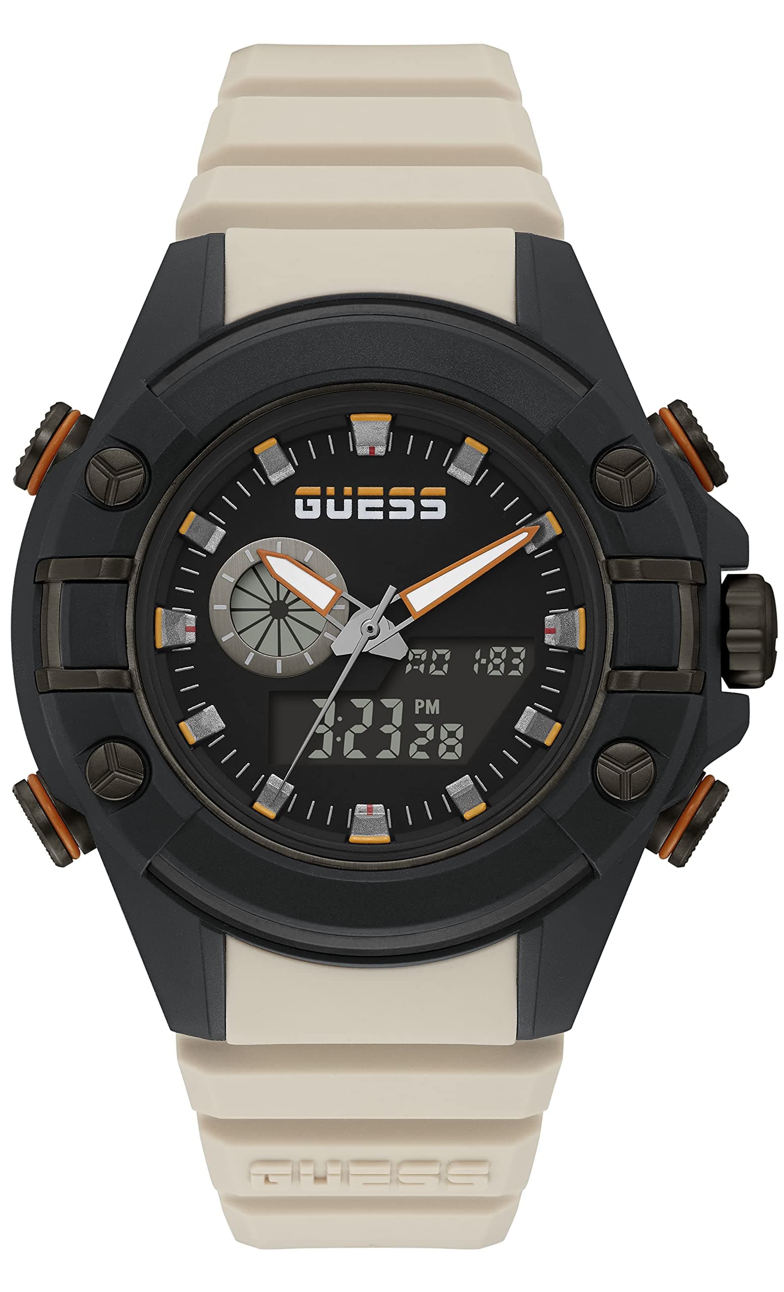 GUESSG Force Collection Multi-Function Mens Digital Black Dial Coloured Watch, Round Dial with 47.0 mm Case Width - GW0269G1