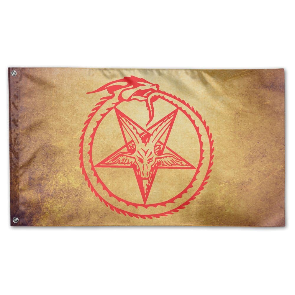 Sport Home Pentagram Satan Snake Bite Circle Flag Sing Layer Retangular Flag 3' X5'