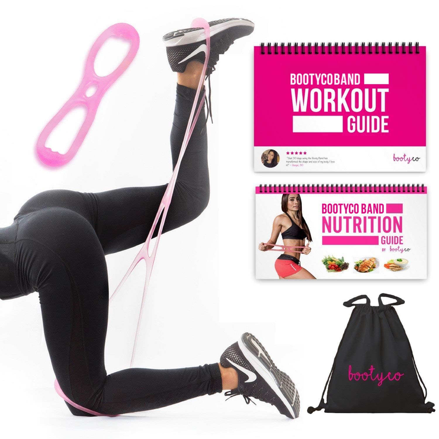 Authentic Booty Building Band Workout Resistance Band Program- Targeted Booty Workout to Lift, Sculpt & Tone- Brazilian Butt Lift Booty Building Band System! Includes Workout Book & Gym Bag.