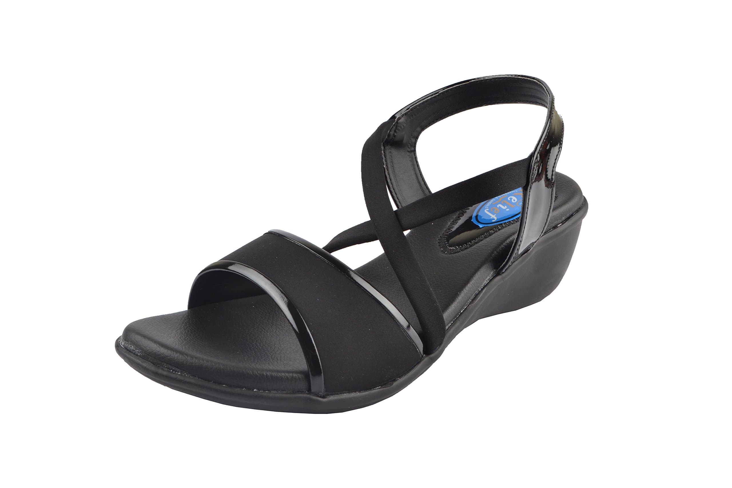 RELIEFGVR 715 MEDIUM HEEL BLACK SANDLE