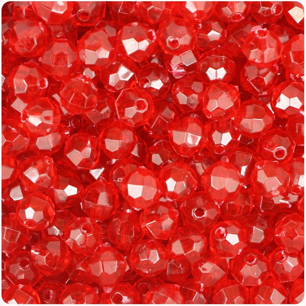 Ruby Transparent 8mm Faceted Round Craft Beads (450pcs)