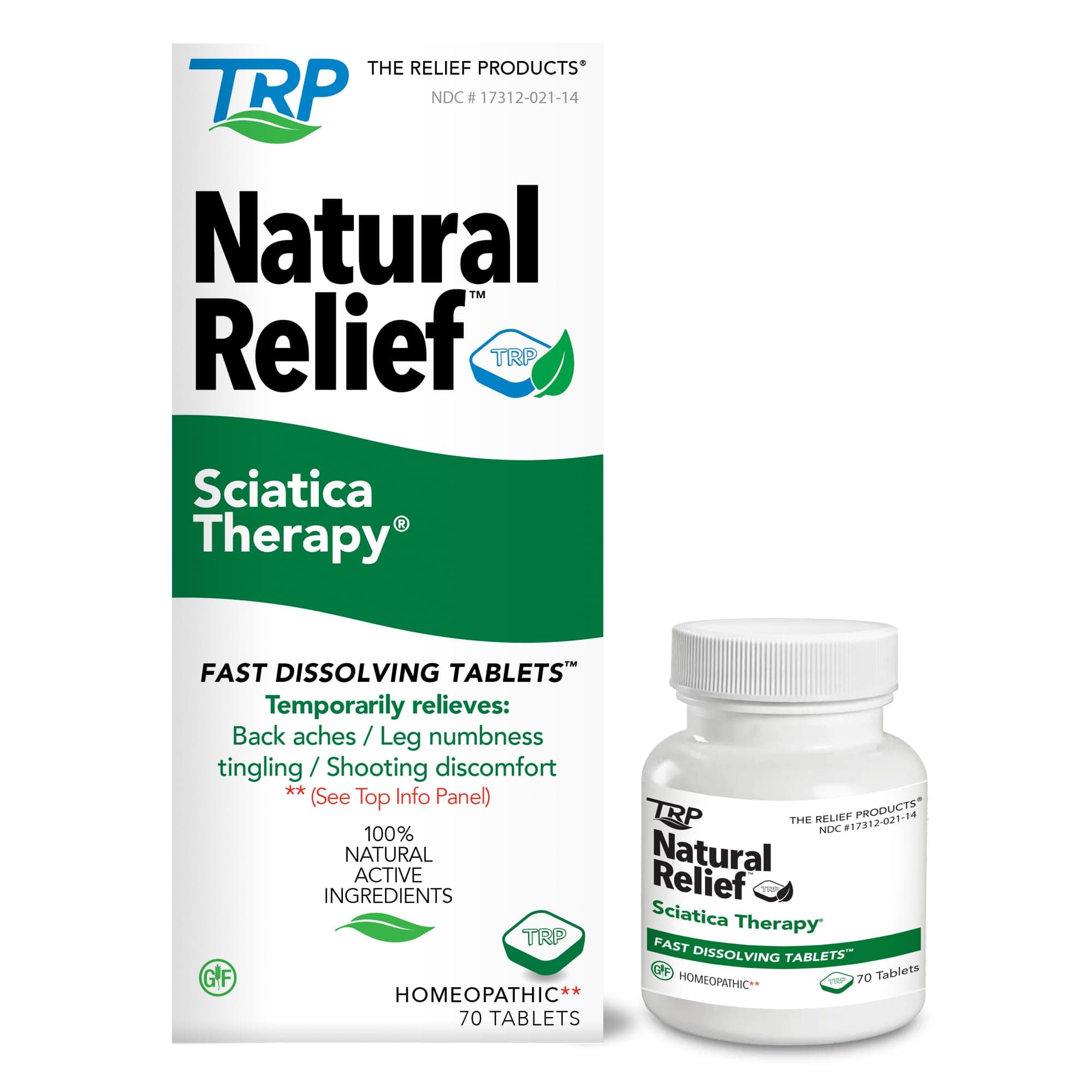 The Relief Products Sciatica Therapy Fast Dissolving Tablets - 100% Natural Active Ingredients - 70 Count