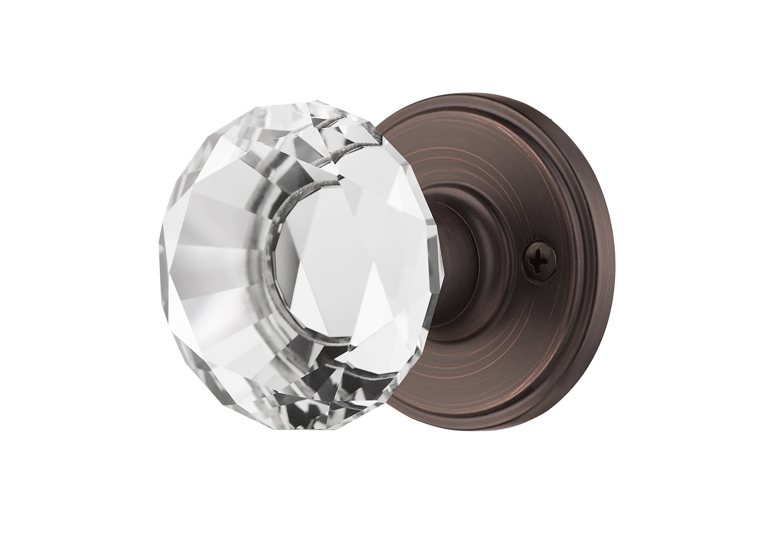 AMG and Enchante Accessories, Diamond Crystal Door Knobs with Lock, Privacy Function for Bed and Bath, Venus Collection, Venetian Bronze