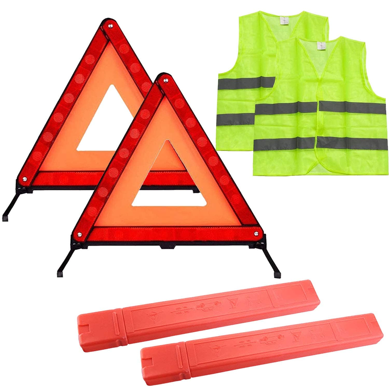 Warning Triangle Kit, Foldable Safety Triangle Kit Car Emergency Roadside Kit with Warning Triangle,Reflective Safety Vest and Storage Case
