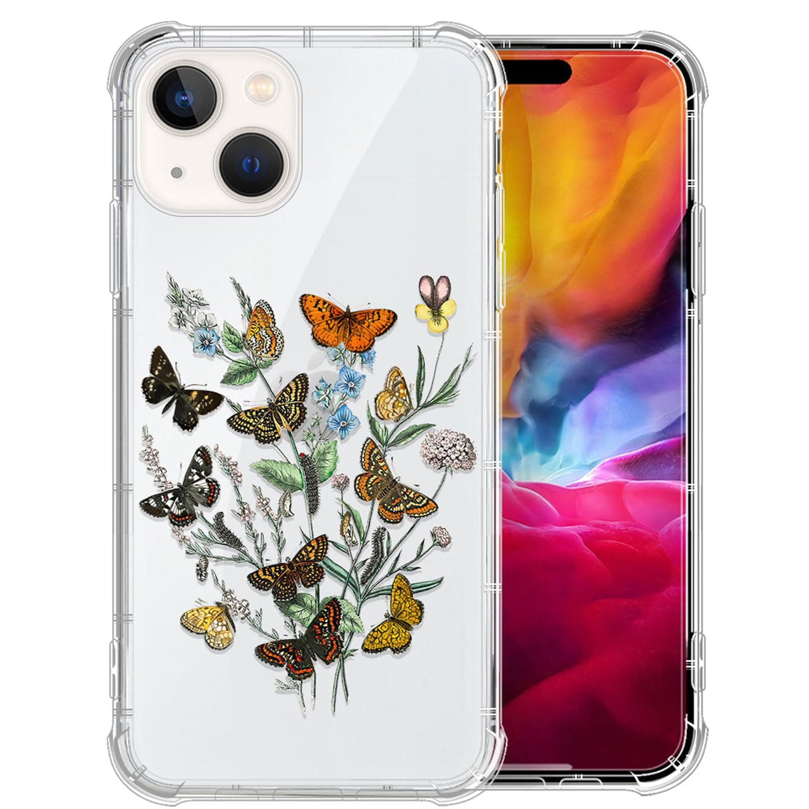 Yuning419Case Compatible with iPhone 15,Butterfly Clear Case for iPhone 15,Soft TPU Transparent Case Shockproof Protective Cover for iPhone 15 6.1 inch