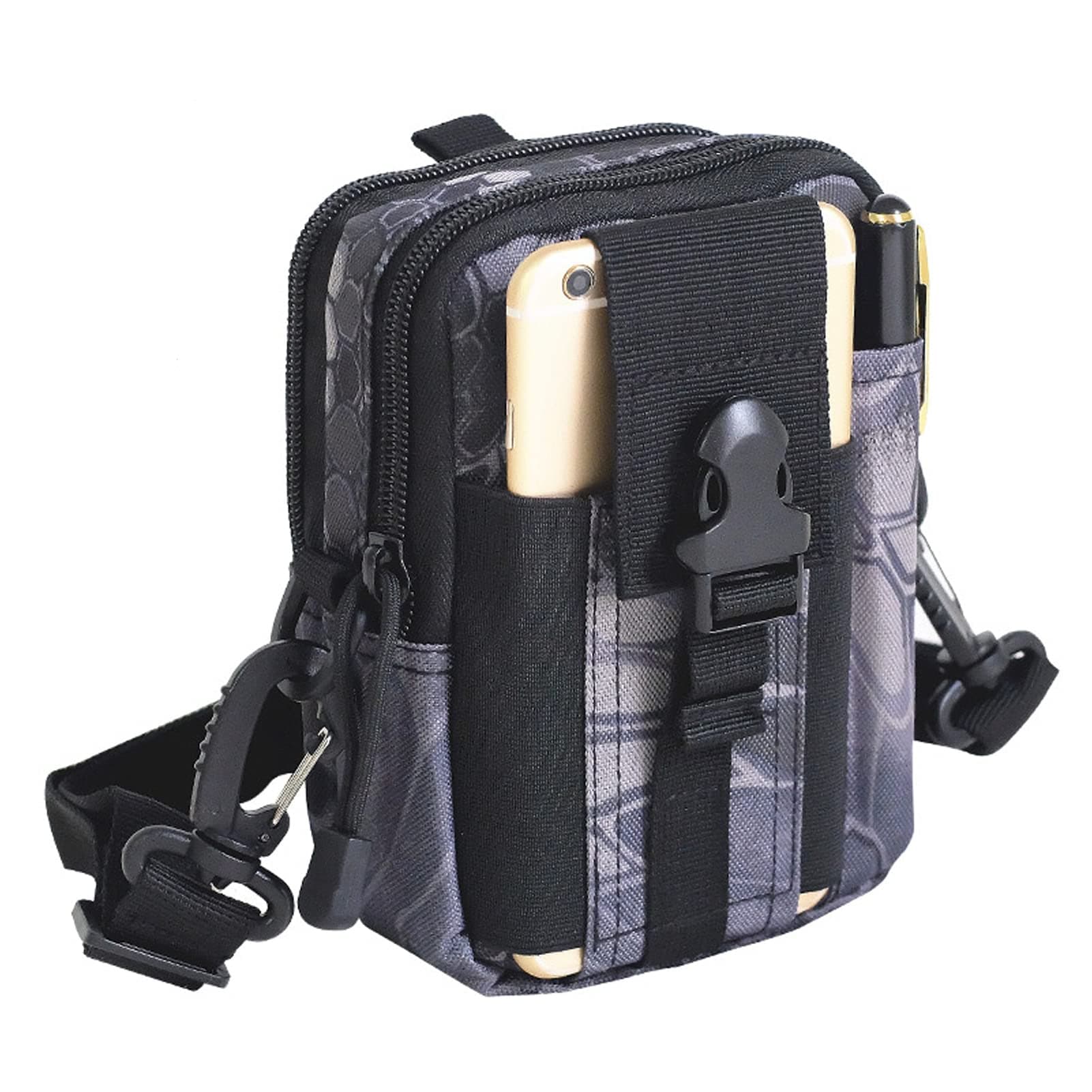 ZhaoCo Multi-Purpose Poly Tool Holder, Tactical Molle EDC Pouch with Cell Phone Holster and Shoulder Strap for Hiking Camping