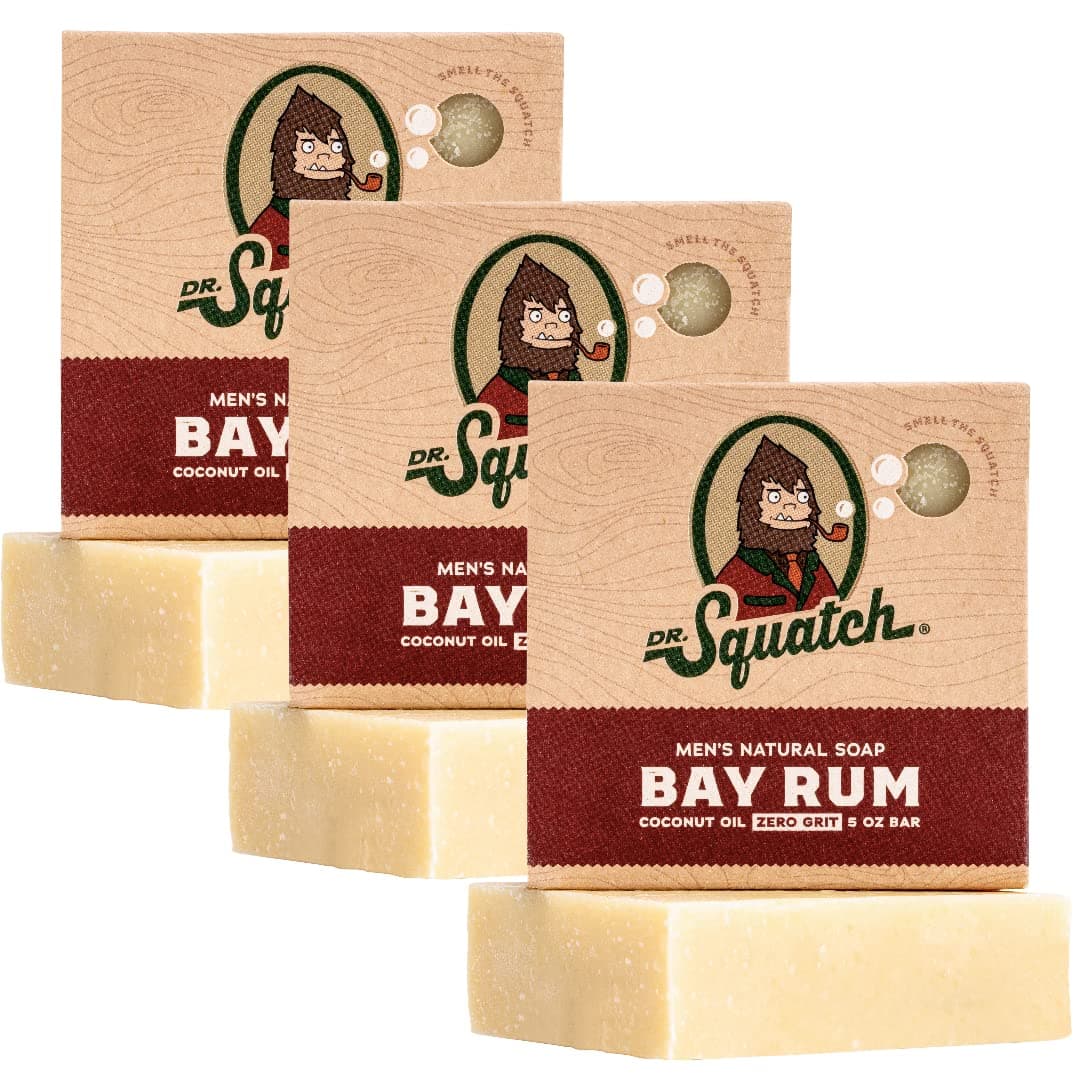 - Dr. Squatch Natural Men’s Bar Soap - Cold Process Body Soap Bar with Natural Oils - Gifts for Men - Bay Rum (5 oz, 3-Pack)
