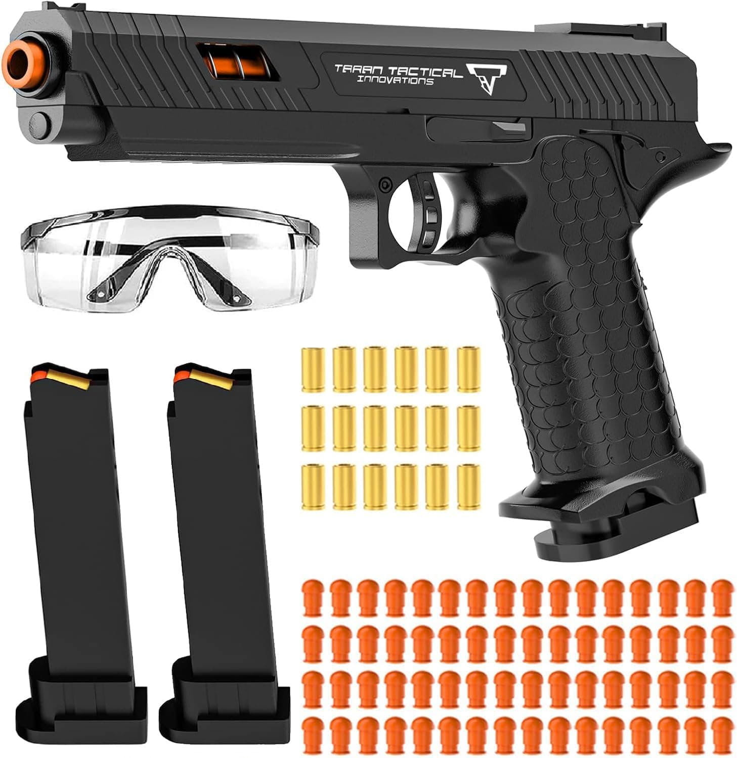 Soft Bullet Toy Guns for Boys, Automatic Reloading Shell Ejecting Toy Gun with 120 Bullets and 2 Magazines, Education Model Toy Gun Pistol Shooting Game for Kids (Black 2011)