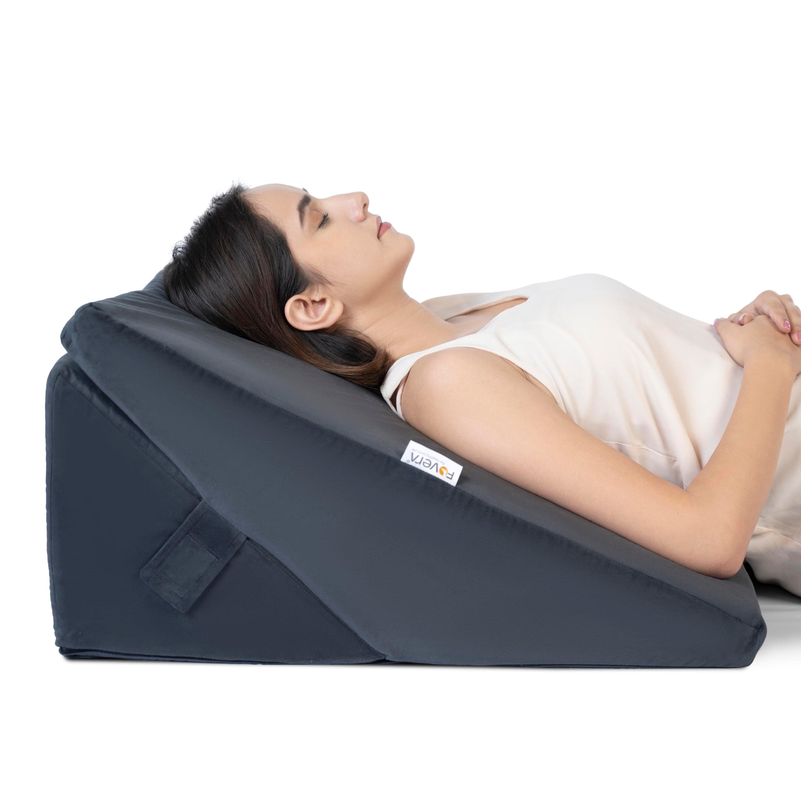 Wedge Pillow for Back Support, Adjustable Memory Foam Bed Wedge Pillow for Sleeping, Acid Reflux, GERD, Snoring, Pregnancy, Post-Surgical Recovery (Velvet Dark Grey, XL - 24x24x12 Inch)