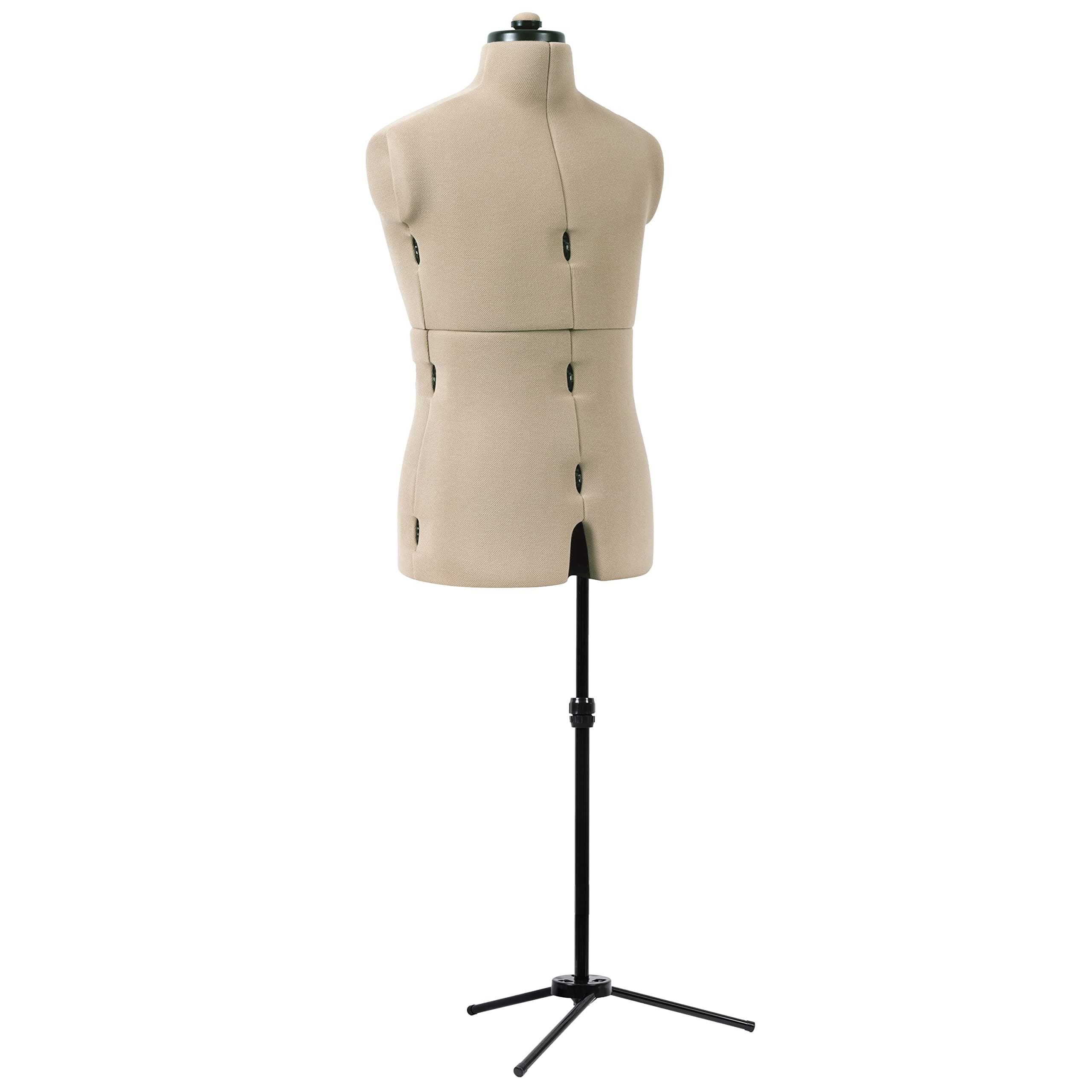 Dritz Mr. Tailor Adjustable Male Dress Form, Men's Sizes US M–XL, Sewing Mannequin with Pinnable Body Torso, 13 Dials & Extended Shoulders for Accurate Fitting