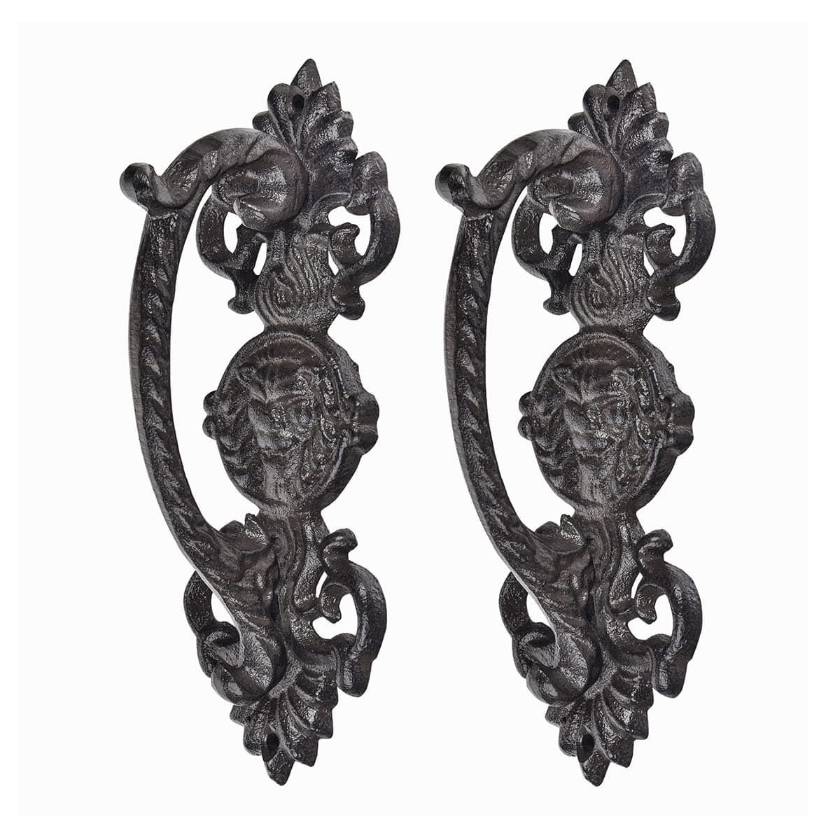 2PC Solid & Sturdy Cast Iron Gate Handles, Heavy Duty 8.7" Long Strong Barn Door Handles, Pretty Rustic Farmhouse Fence Gate Garage Closet Drawer Cabinet Decorative Handles Sliding Door Pulls
