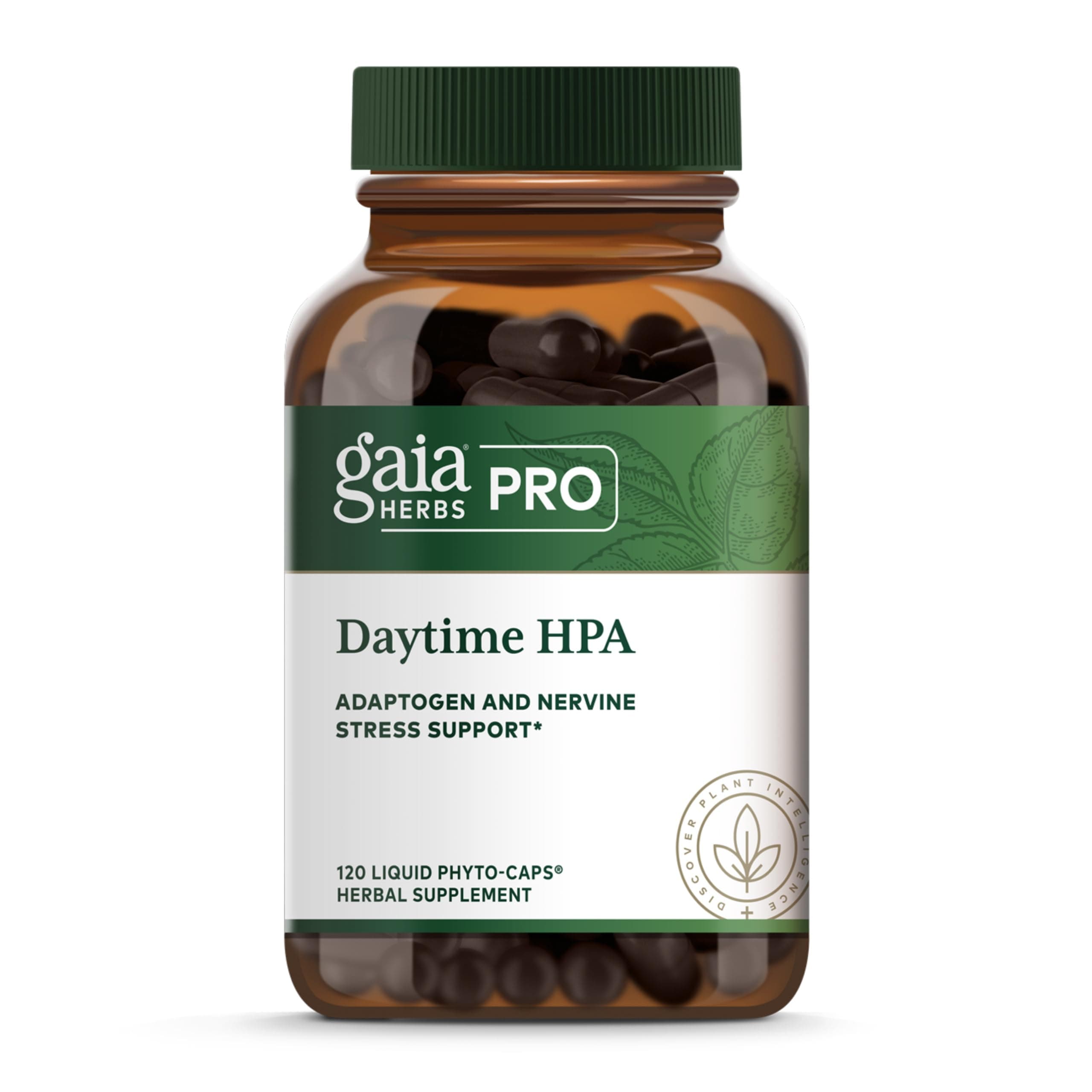 GAIA HERBS PRO Daytime HPA - Adaptogen Support Supplement - Nervous System Support Supplement with Olive Oil & Rhodiola* - Vegan, Gluten-Free, Soy-Free - 120 Liquid Phyto-Caps (60 Servings)