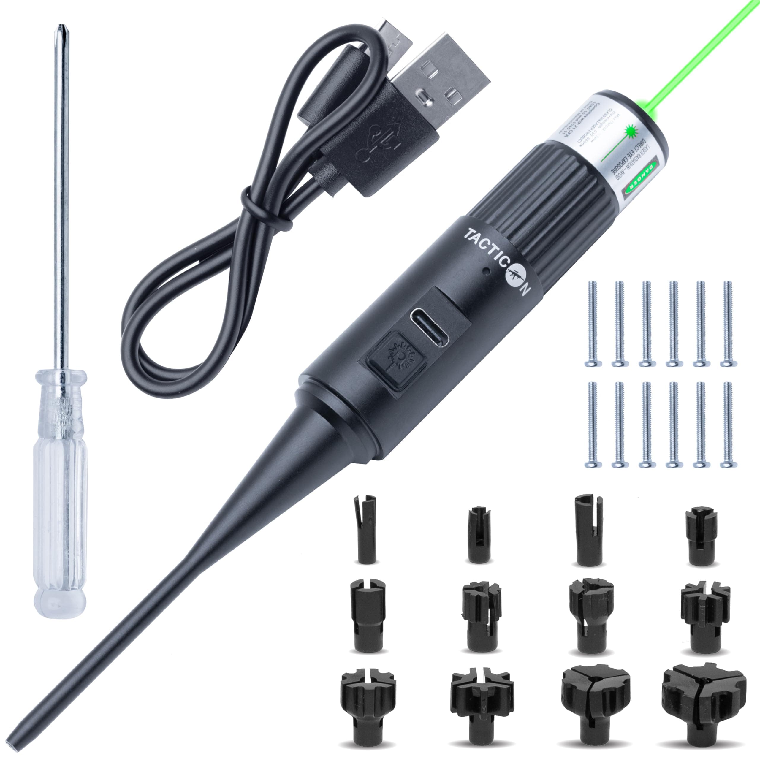 Tacticon Bore Sight Kit Multiple Caliber | Universal Laser Bore Sighter | Combat Veteran Owned Company | .17 to 12 GA | Green & Red Laser Sighting Tools