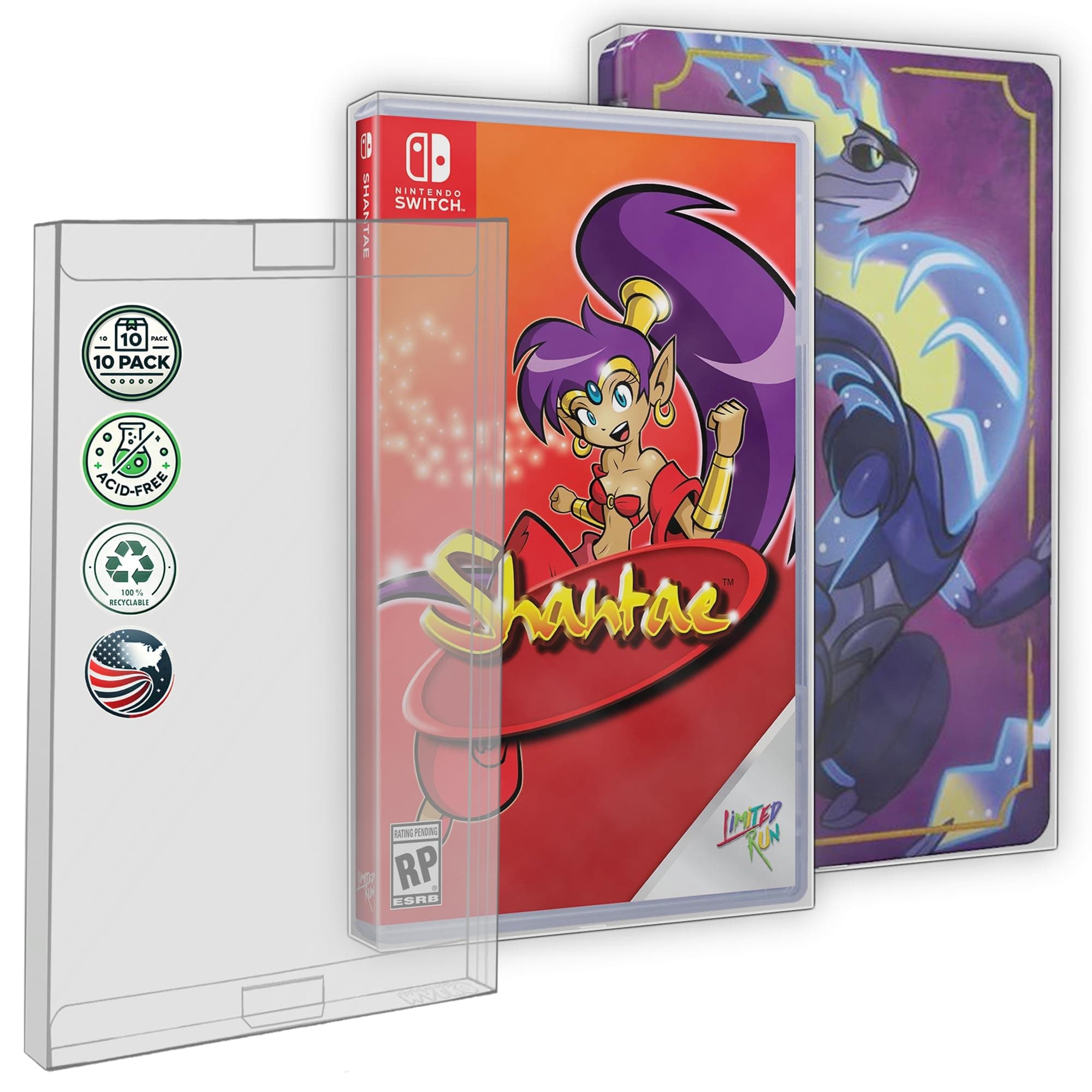 MALKO 10 PACK Video Game Protector Compatible with: Nintendo Switch Game Case & Steelbook | Clear Plastic Sleeve