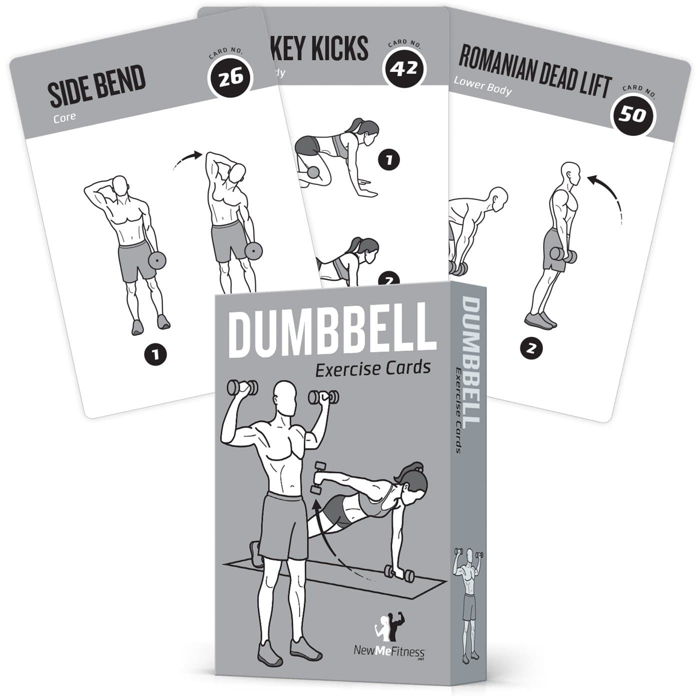 NewMe Fitness Dumbbell Workout Cards, Instructional Fitness Deck for Women & Men, Beginner Fitness Guide to Training Exercises at Home or Gym (Dumbbell, Vol 1)