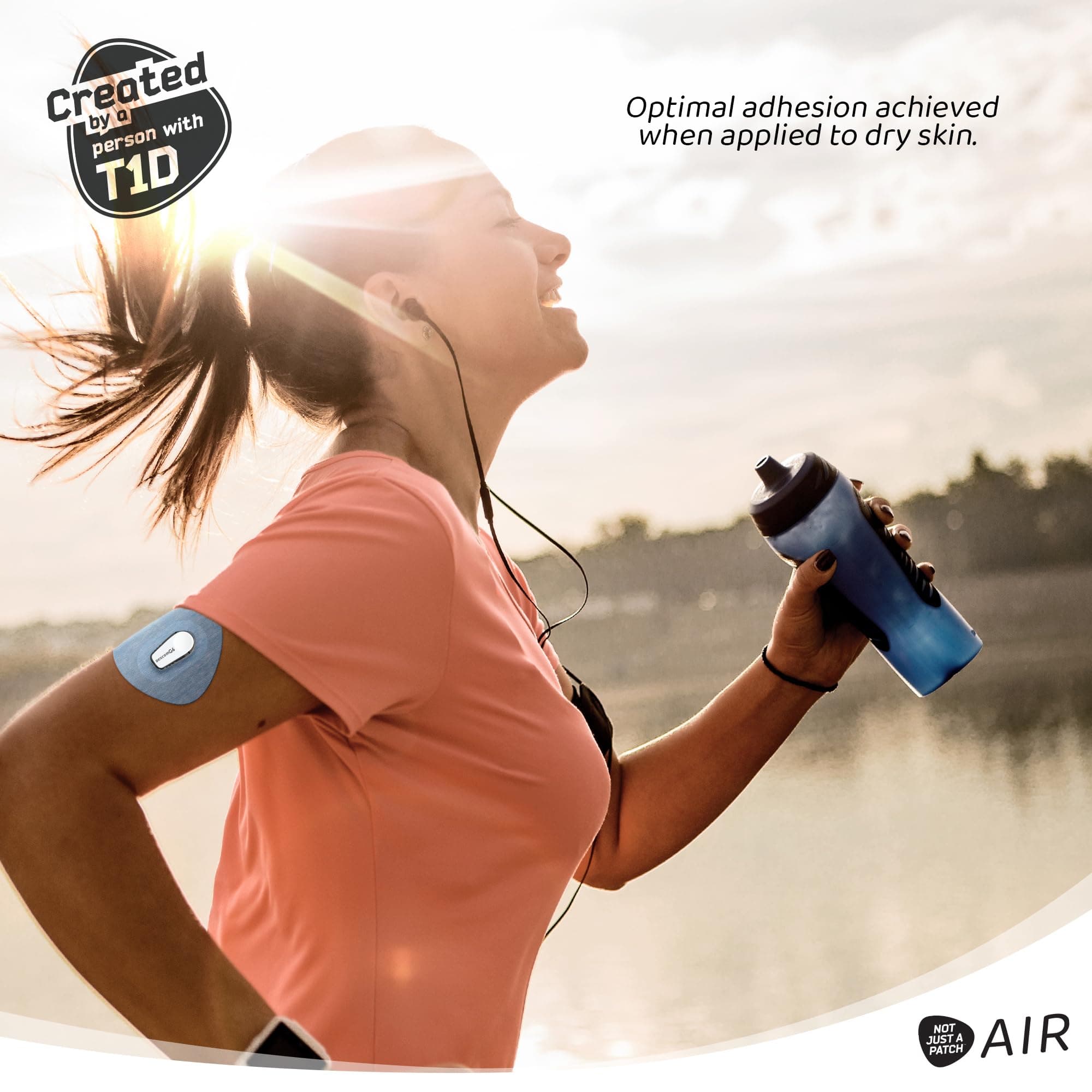 Not Just A Patch Air (20 Pack) - CGM Dexcom G6 Adhesive Patches with Hole -Thin, Strong and Light, 14 Day Adhesion, Durable Dexcom Patches G6 Sensor Protectors in Blue