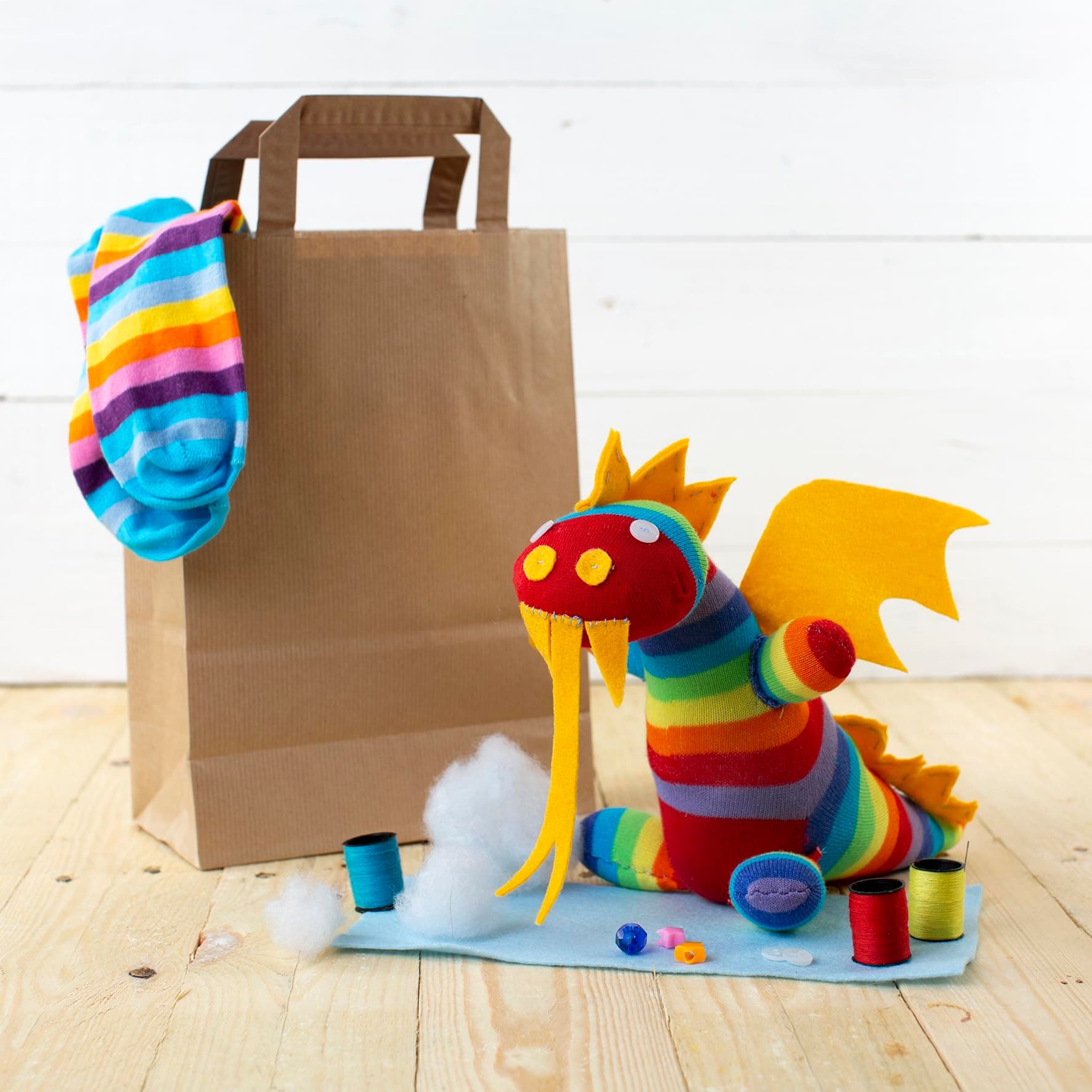Sock Dragon Craft Kit - Complete Craft Kit to Create Your Own Dragon