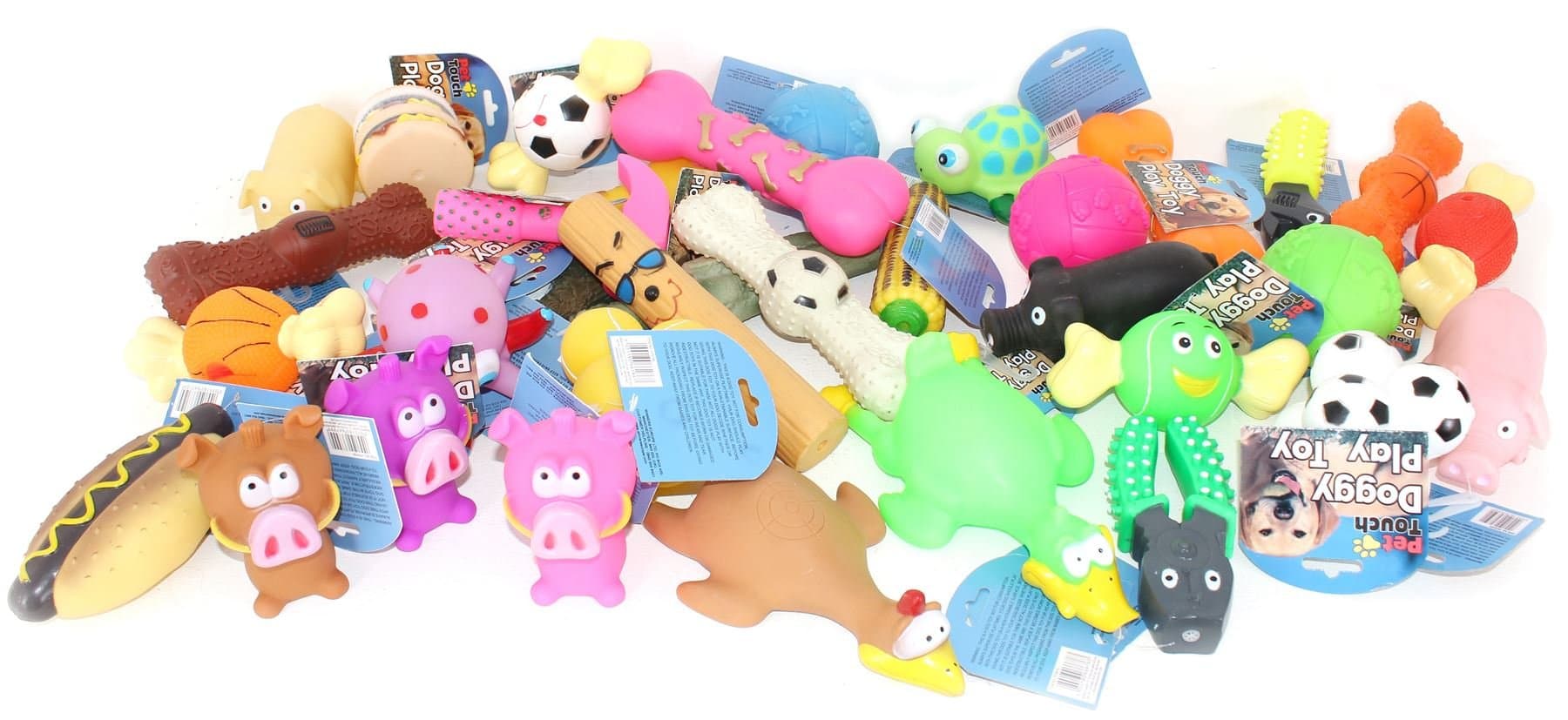 BULK PACK ASSORTED PET DOG SQUEAKY CHEW BALL RUBBER FETCH TOYS[7]