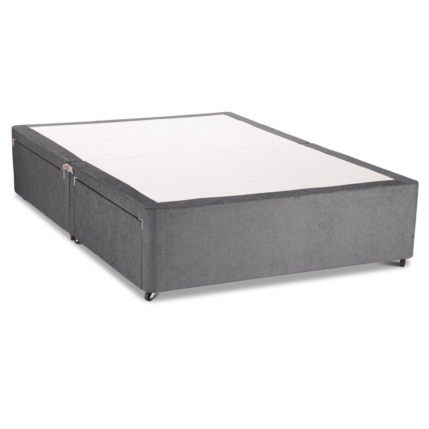 4FT6 Double Charcoal Suede Divan Bed Base with 4 Storage Drawers | Durable Upholstered Platform | Matching Fabric Finish | Strong Frame | Ideal for Bedroom Storage & Space Saving