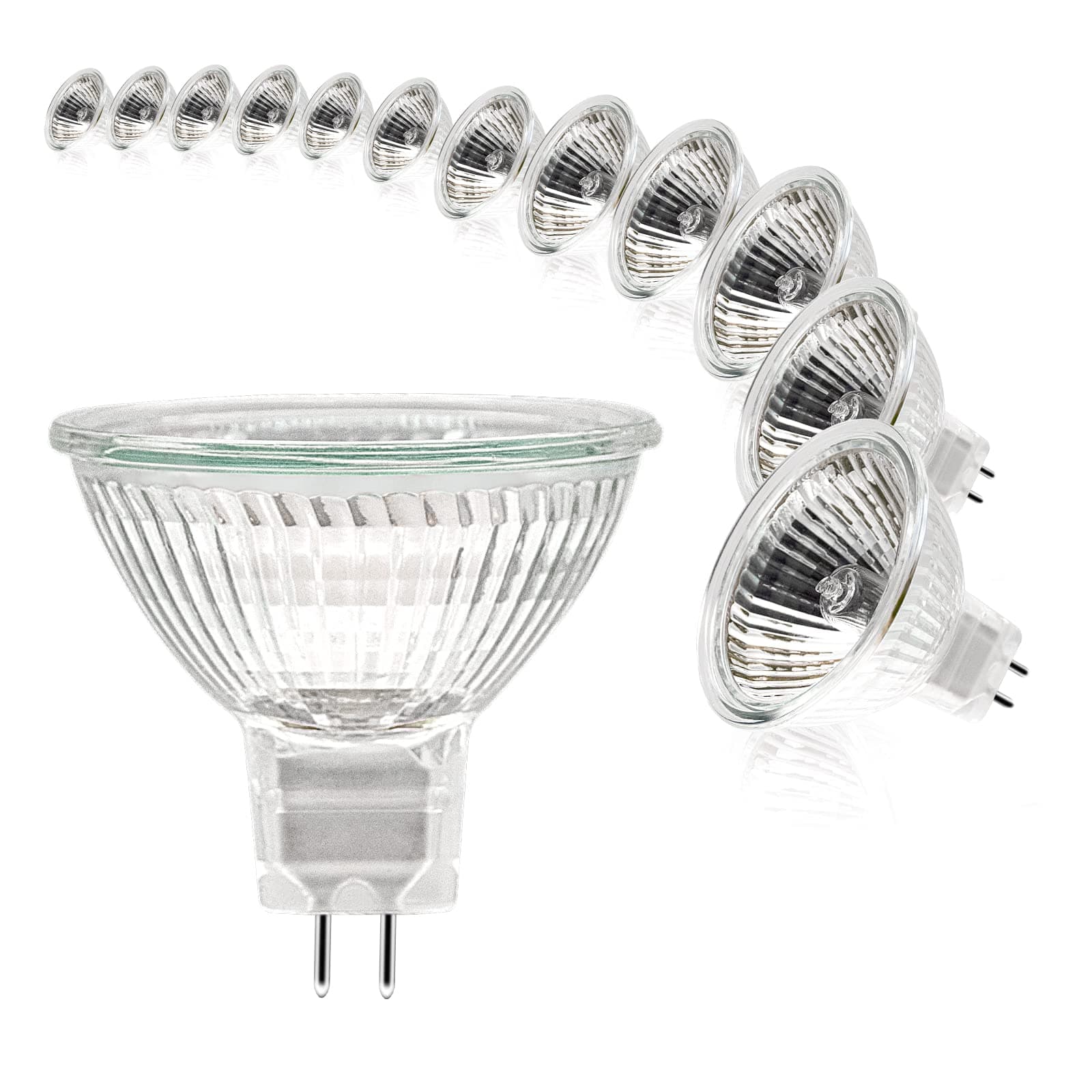 MR16 Halogen Bulbs, (12 Pack) 12V 35W Halogen Light Bulbs Dimmable Glass Cover for Ceiling Light, 2 Pin Light Bulbs 2700K Warm White