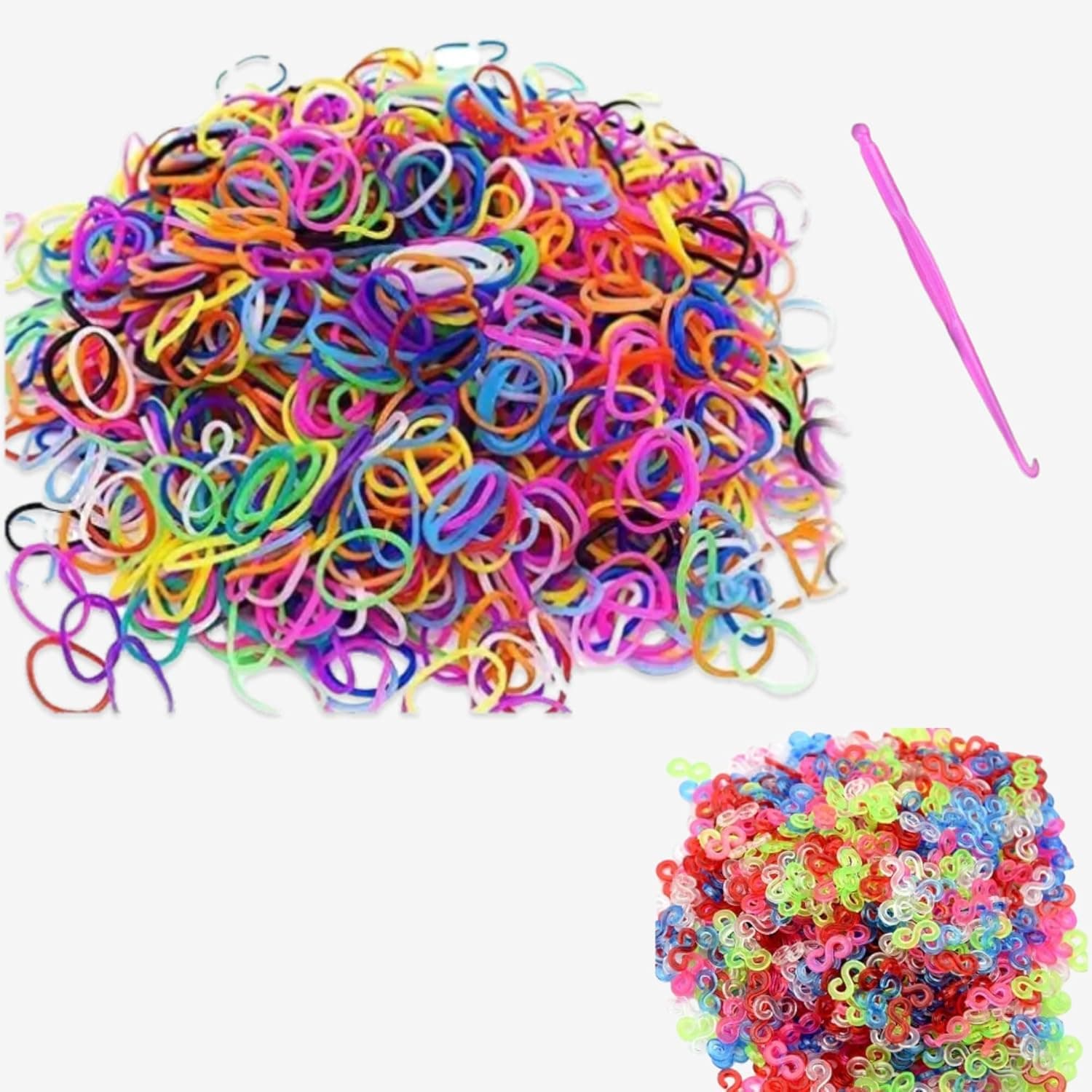 600+ Multi Color Loom Bands Refill Pack with Hook Tool and Colorful Bracelet Connector Art Craft Refills for DIY Bracelet Making Refill Kit (600+)