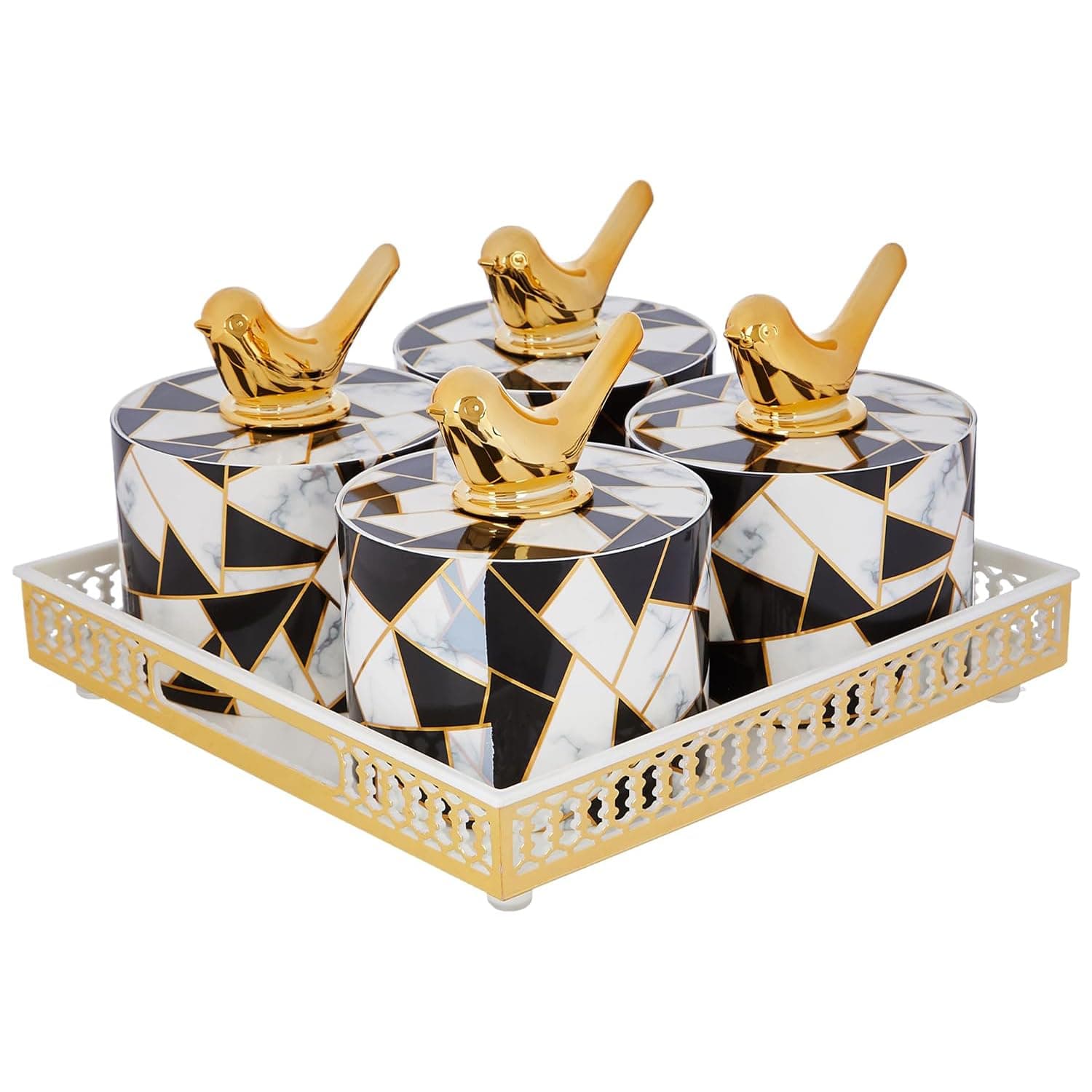 - Amazon Brand - Solimo Airtight Dry Fruit Container Set With Serving Tray & Lid | Plastic Dry Food Storage Box I Gifting Set I Multi-Purpose Box I Serving Set 500 ML, Set of 4, White & Black