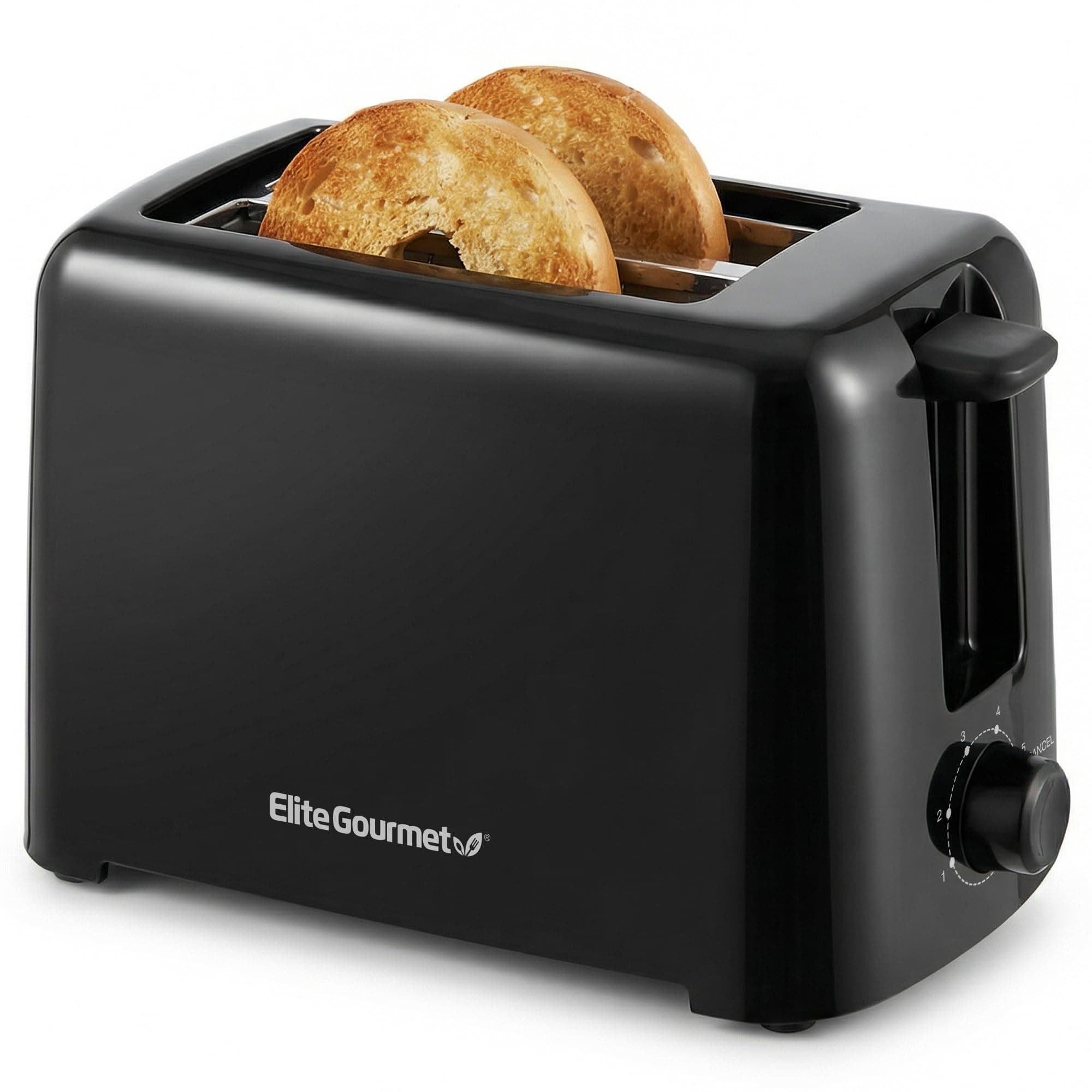 ECT1027B Cool Touch Toaster with 6 Temperature Settings & Extra Wide 1.25" Slots for Bagels, Waffles, Specialty Breads, Puff Pastry, Snacks, ETL Certified, 2 Slices, Black