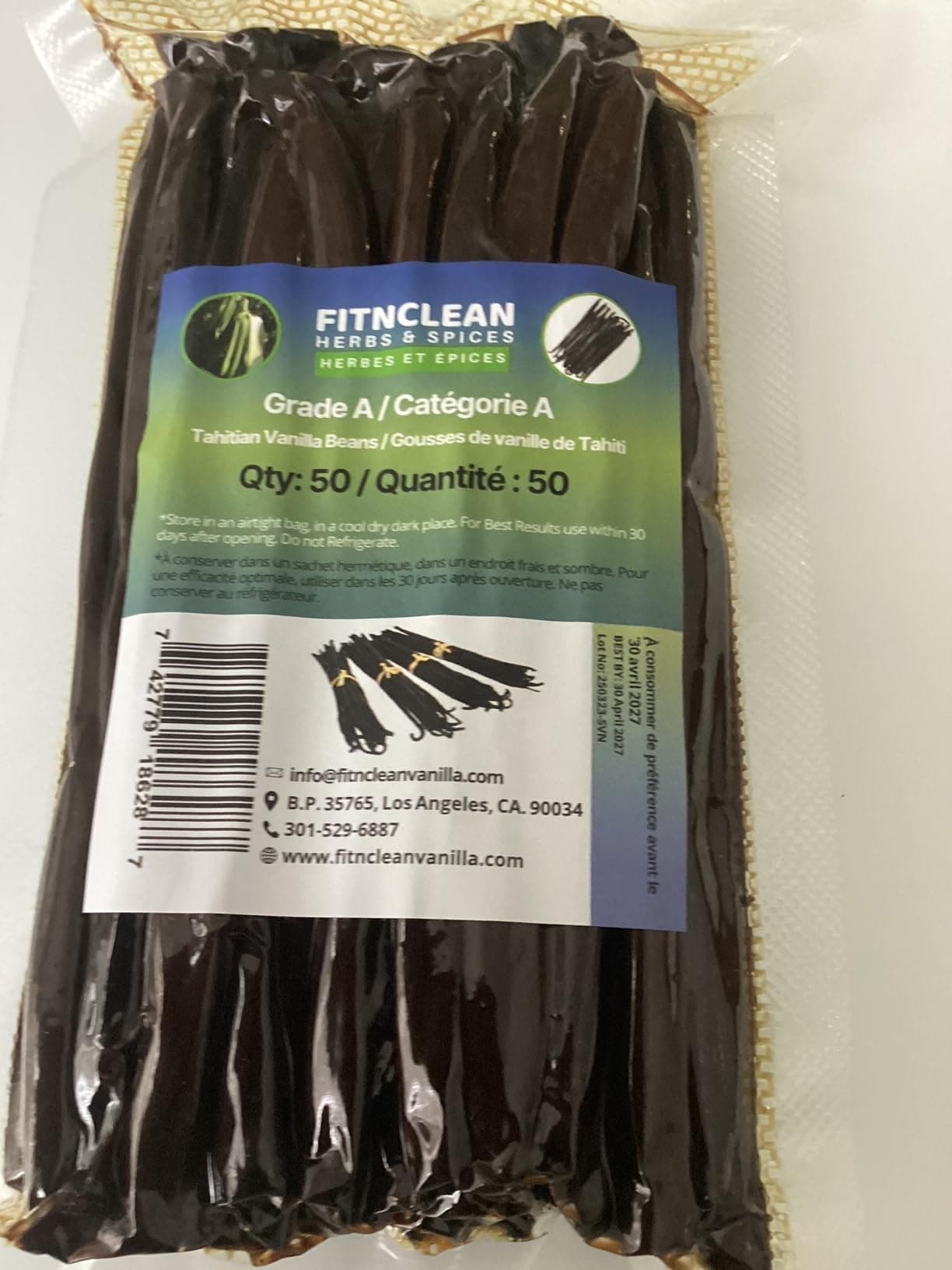 50 Tahitian Vanilla Beans Grade A for Baking, Extract and Paste. ~5" by FITNCLEAN VANILLA. Bulk Fresh Natural Raw NON-GMO Whole Gourmet Pods