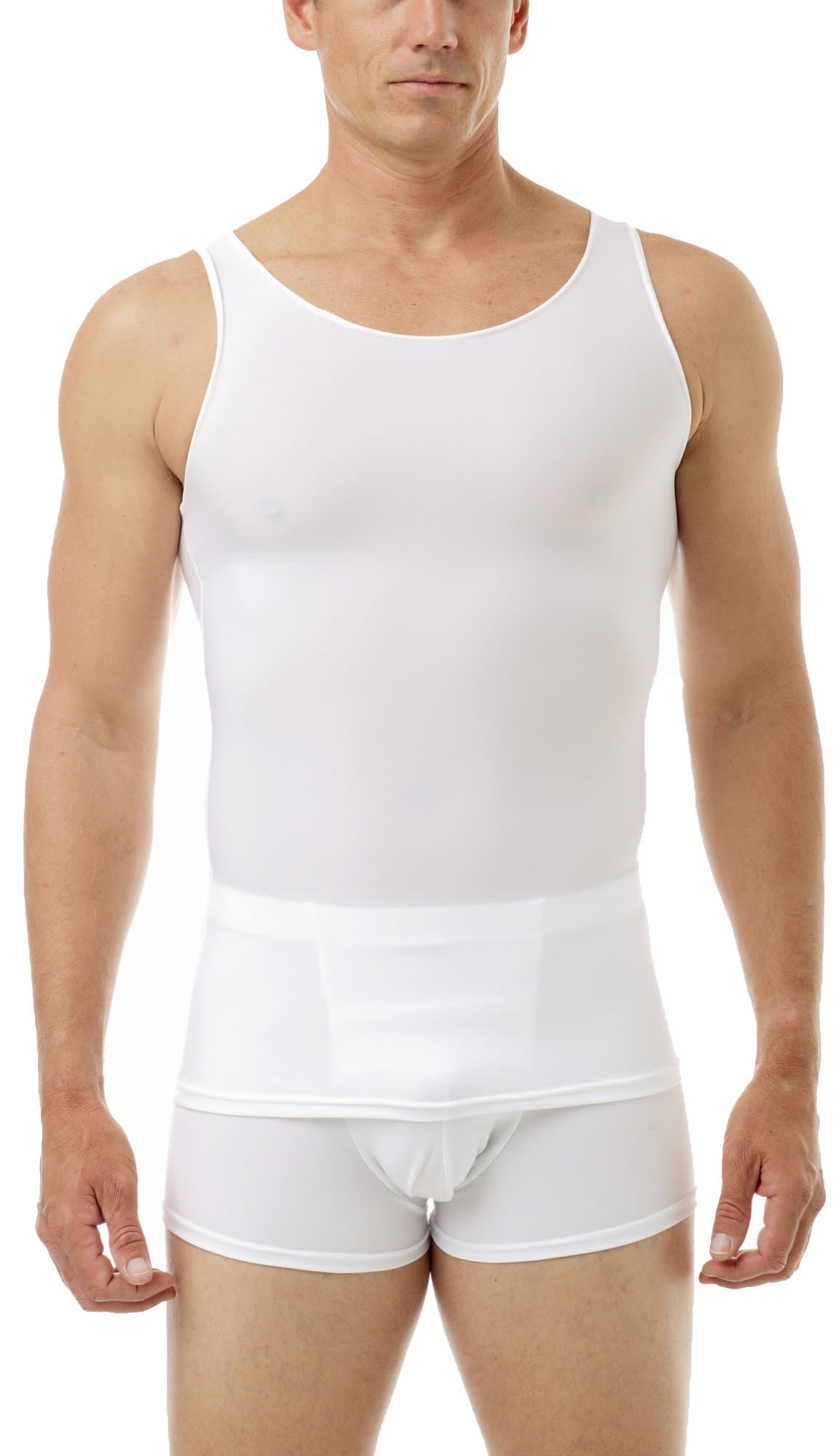Mens Microfiber Compression Tank 3-Pack, Large, White-Black-Dark Grey