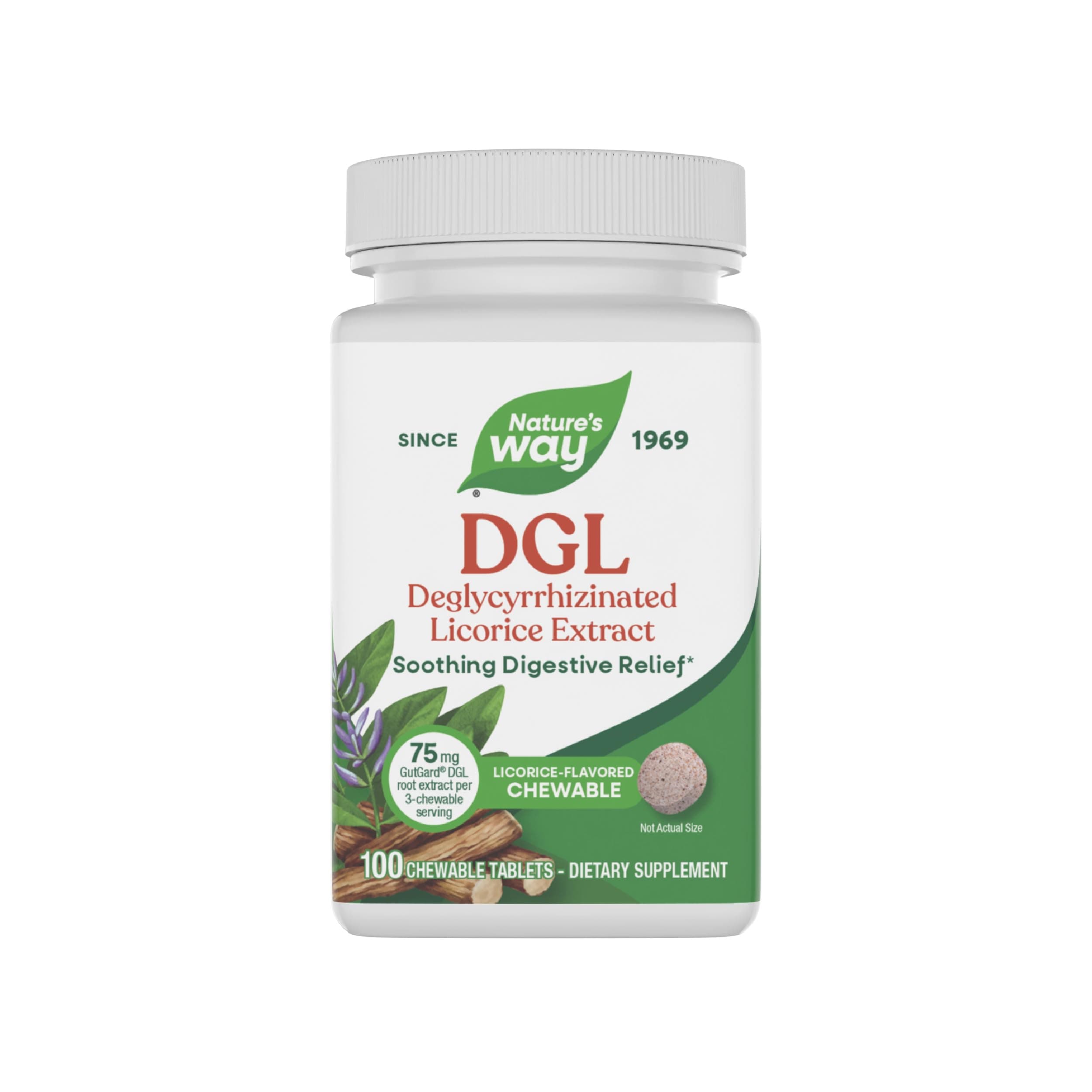Nature's Way DGL - DGL Supplement for Digestive Support* - Licorice Root Extract - Botanical Ingredients - Convenient Chewable Tablets - Vegan, Gluten-Free & Dairy-Free - 100 Count (33 Servings)