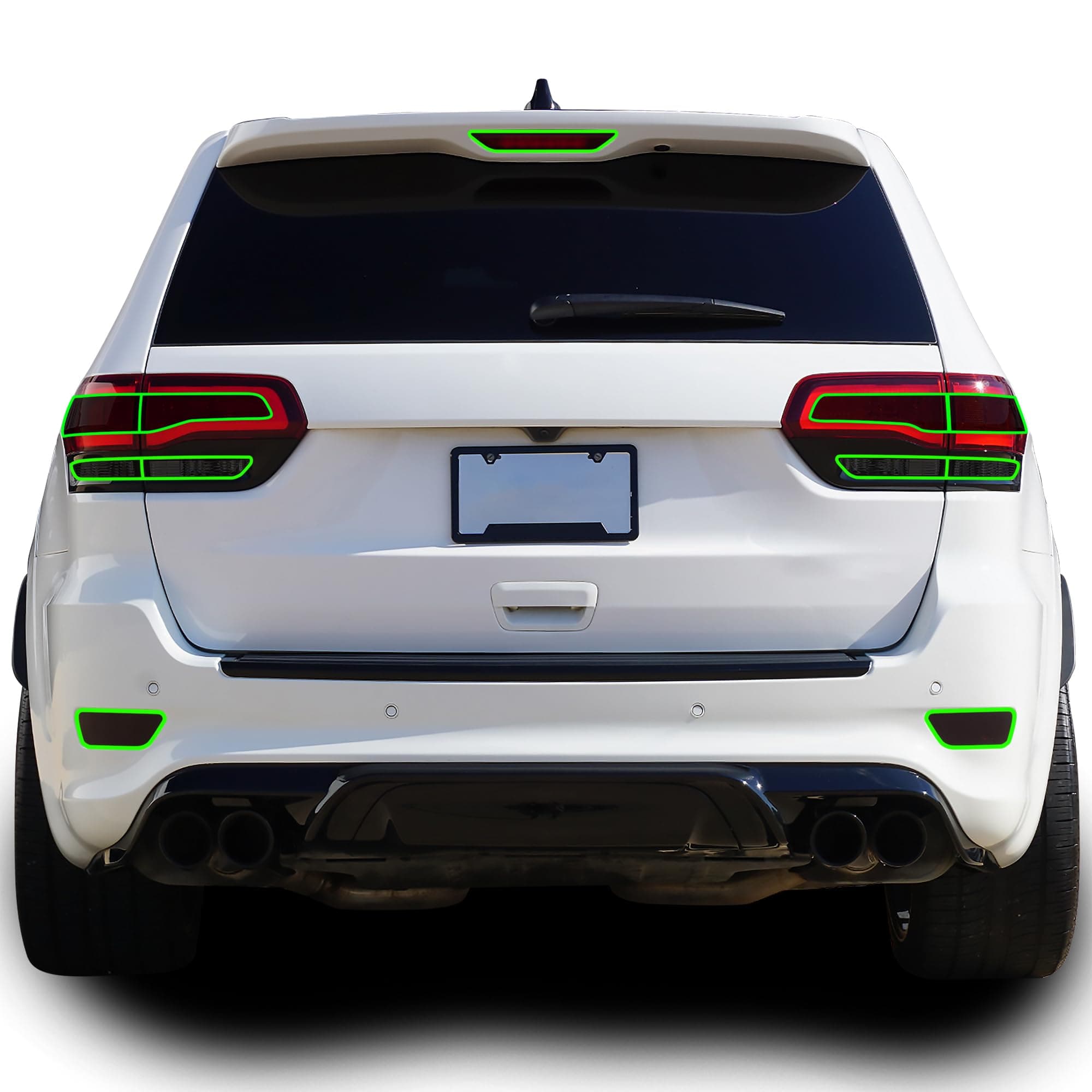 Tinted Taillight Hawk Eye Third Brake Rear Bumper Reflector Light Overlay Tint Compatible with Jeep Grand Cherokee 2014-2021, Dark