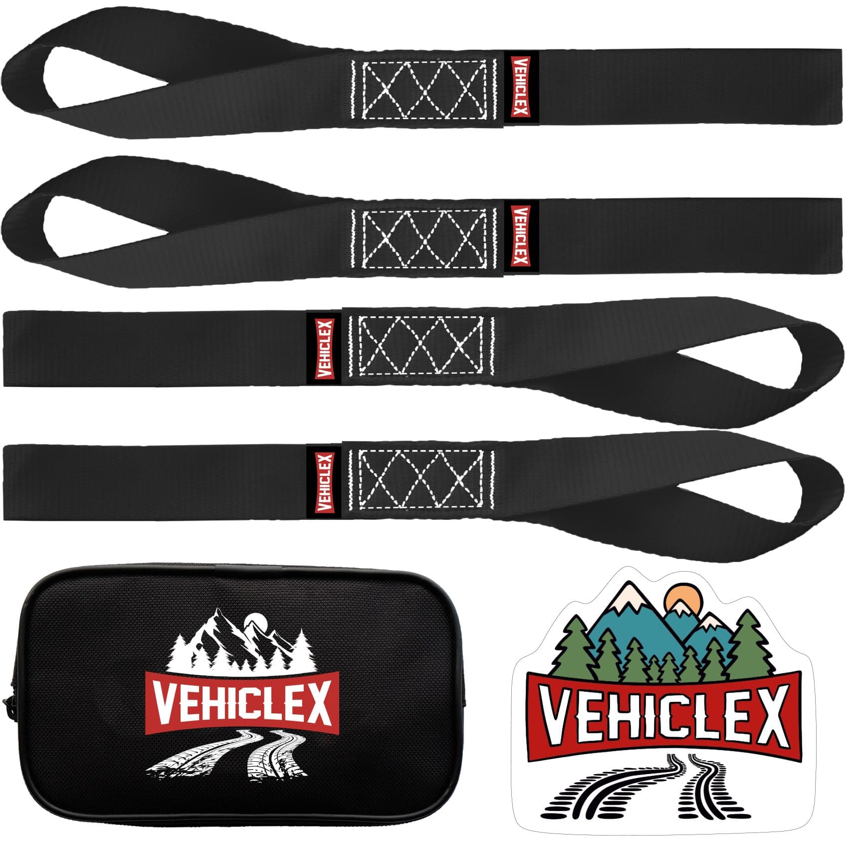 Vehiclex Soft Loop Motorcycle Tie Down Straps 1.5 x 18 inches - Black - 10000 lb Load Capacity - 4 Pack Tie-Down Loops in Storage Bag – Secure Trailering of Bikes, ATV, UTV, Lawn Equipment