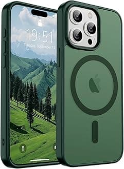 SUPFINE Magnetic for iPhone 15 Pro Max Case [Compatible with MagSafe] [10 FT Military Grade Drop Protection] Slim Translucent Matte Shockproof with Anti-Fingerprint Phone Case, Deep Green