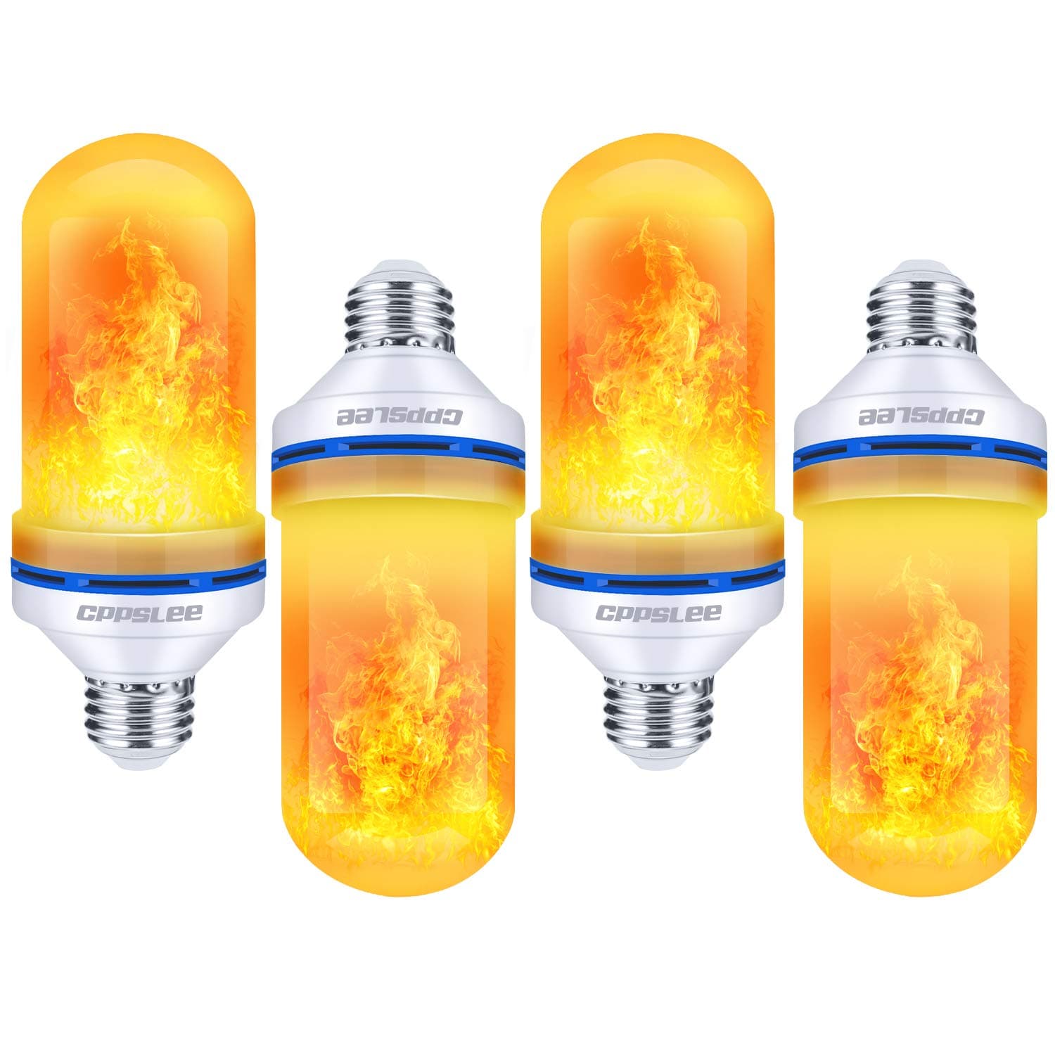 CPPSLEELED Flame Light Bulbs, 4 Modes Flickering Light, E26 Fire Flame Bulb for Holiday Yard Outdoor Decor Home Decor Halloween Christmas 4 Pack