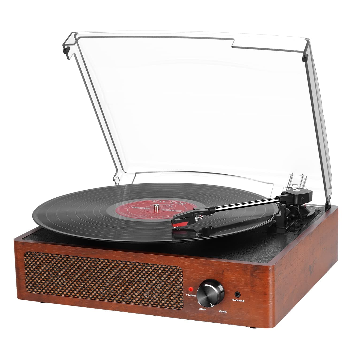Record Player Bluetooth Turntable for Vinyl with Speakers & USB Player,Vinyl to USB,3 Speed Belt Driven LP Vintage Phonograph for Home Decoration
